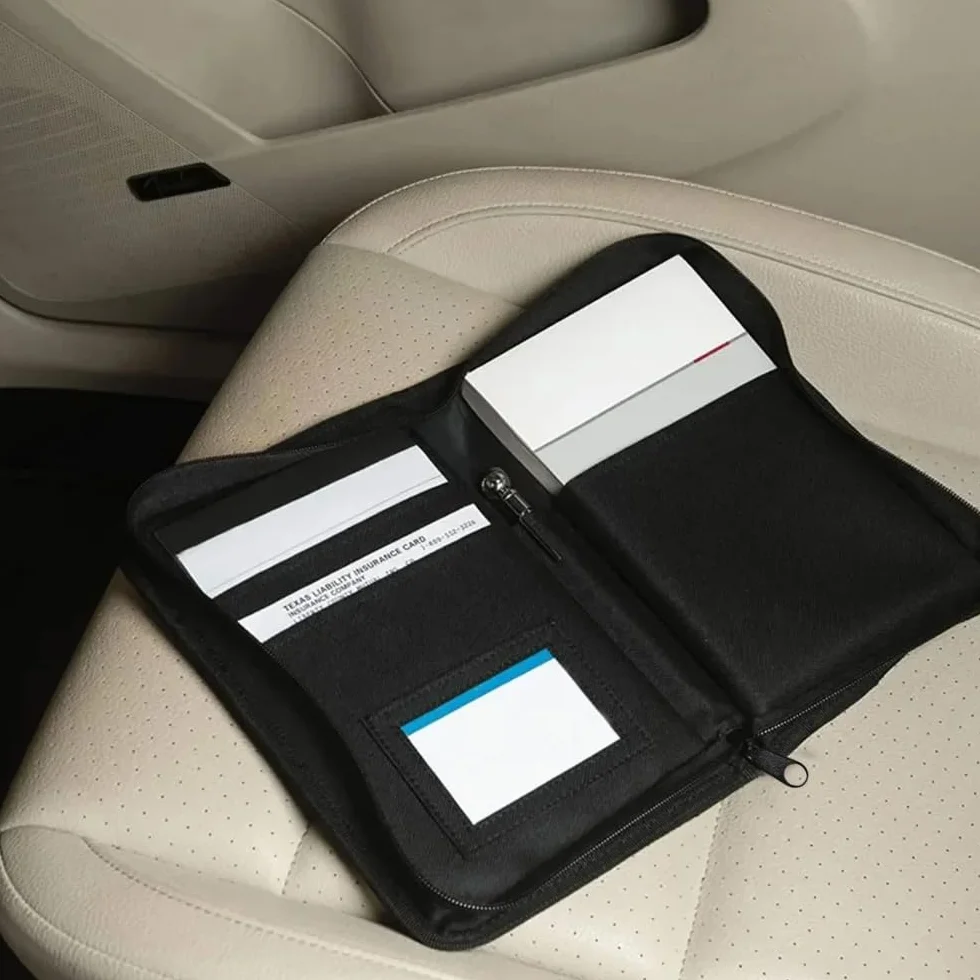 Porta Documenti Auto Portatile Multifunzione Cartellina con Scomparti per Fatture, Passaporti, Ricevute