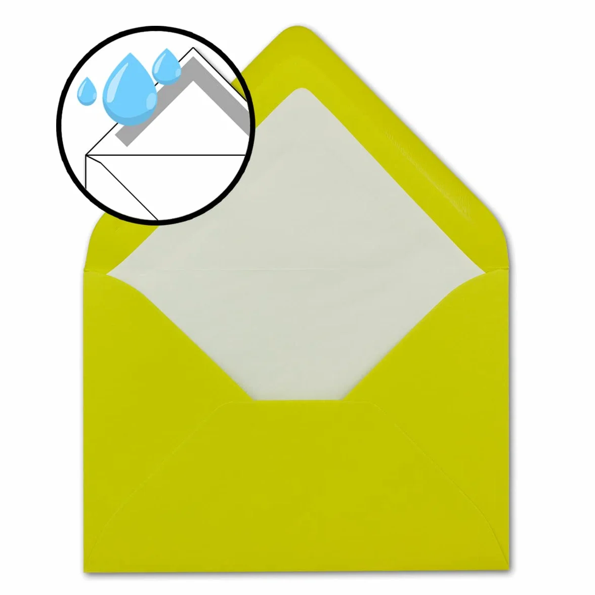 Glüxx-Agent 400 buste per lettere, formato DIN B6, colore giallo chiaro, con fodera in seta bianca, 12,5 x 17,6 cm, 110 g/m², con incollaggio a umido senza finestra