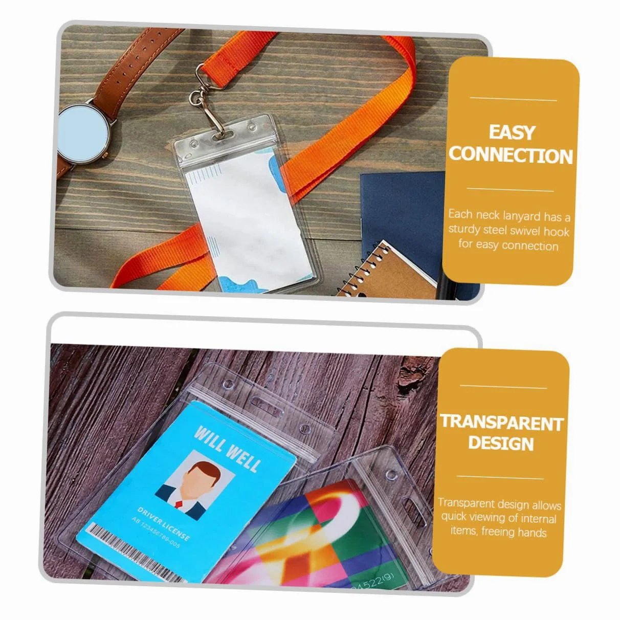 Operitacx 2sets Lanyard Per Badge Con Portabadge Trasparente Da Arancione Per Lavoratori Studenti Volontari e Conferenze