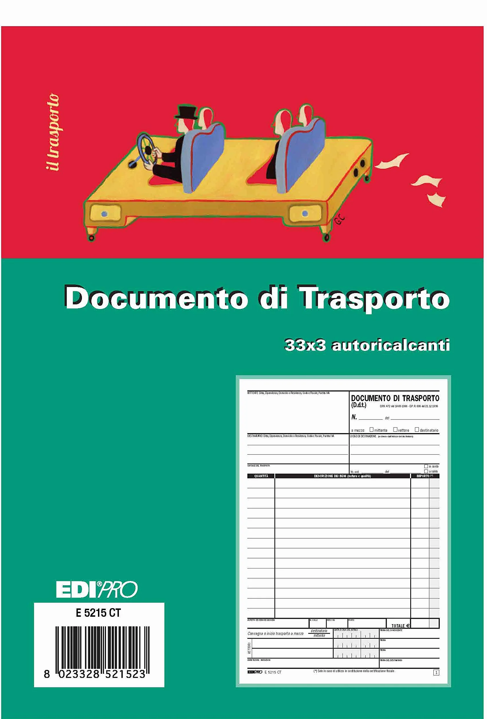 EDIPRO E5215CT Blocco documento di trasporto 33x3 autoricalcante 15x21,5