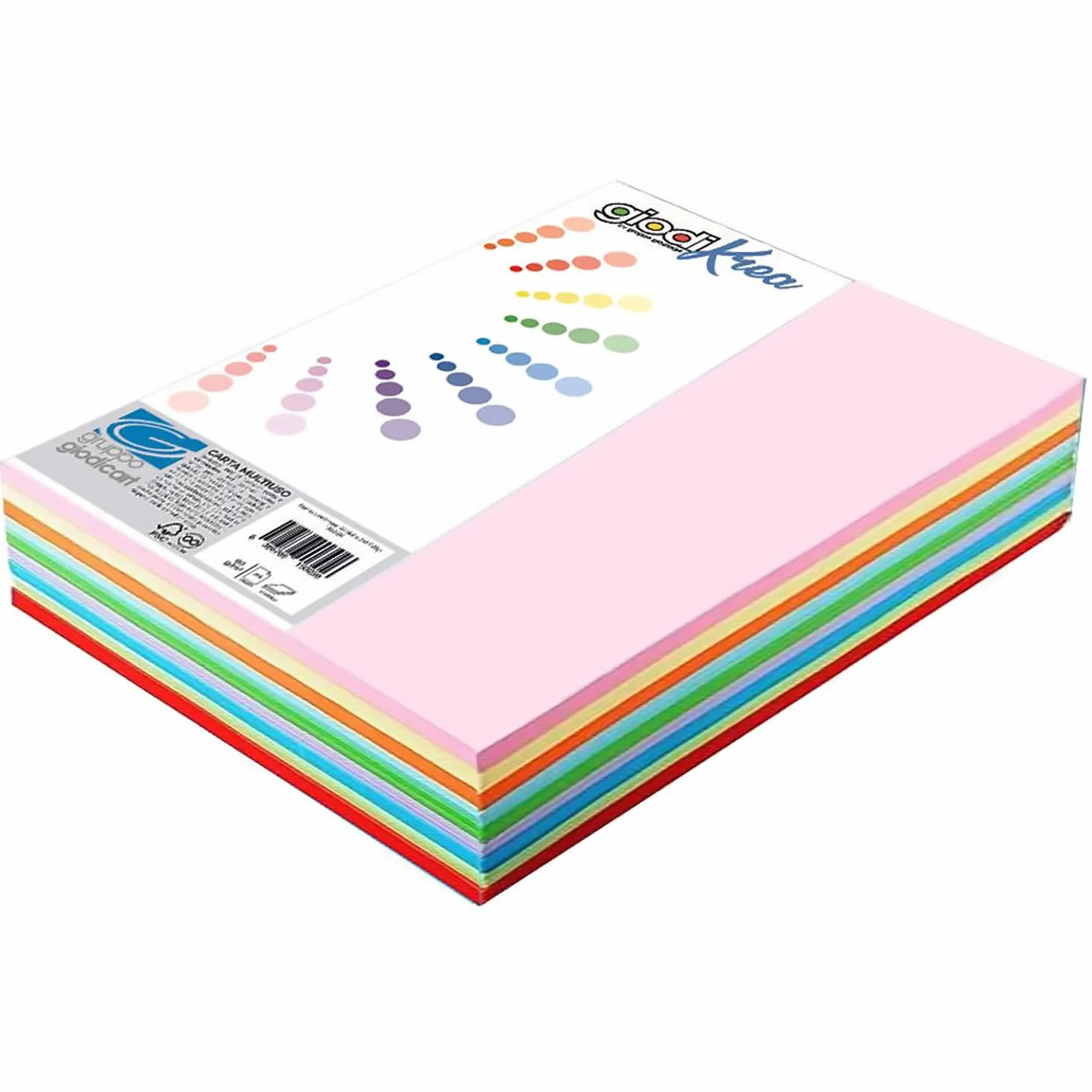 RISMA A3 CARTA GIODIKREA 200 GR. - 200 FOGLI - 10 COLORI INTENSI