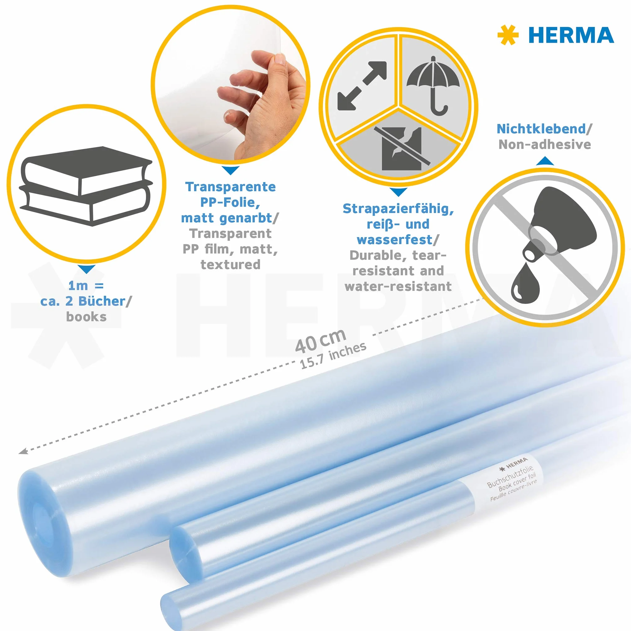 HERMA Pellicola Protettiva Trasparente 10 m x 40 cm