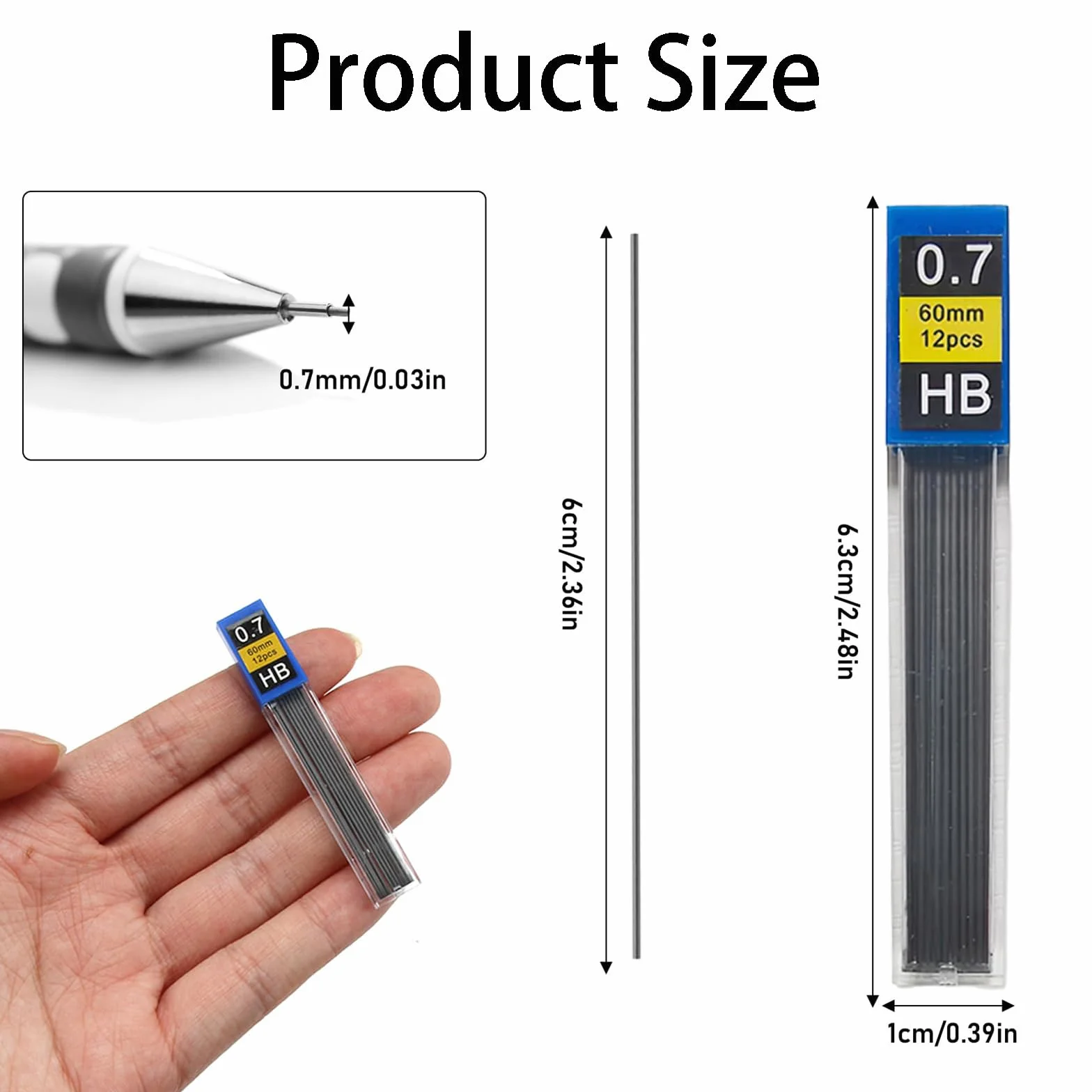 Mine HB da 0,7 mm, 144pcs, Resistenti alla rottura, Scrittura Fluida e Chiara