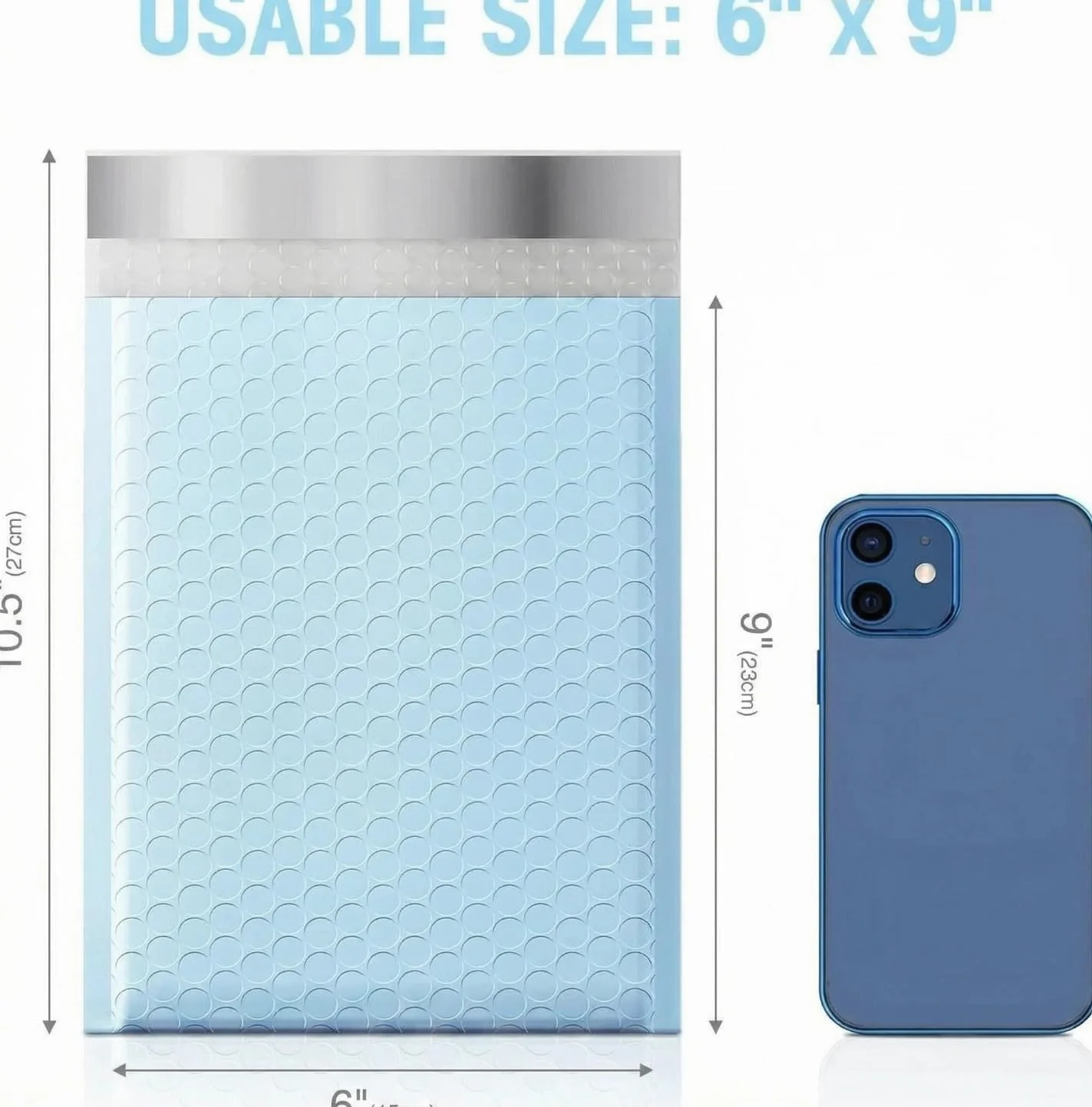 Metronic 6x10 Inch Bubble Mailers 100 Pack, Self-Seal Bubble Mailer, Waterproof Padded Envelopes,Shipping Envelopes,Cushioning for Shipping,Small Items,Jewelry Makeup Supplies,Packaging, Light Blue