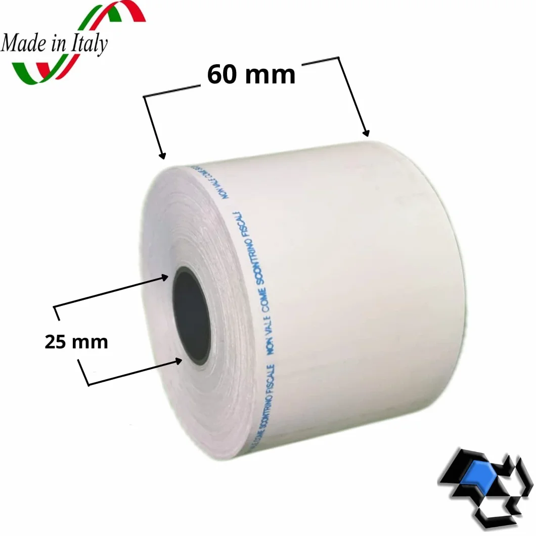 Opendata Rotoli di Carta Termica Adesiva Per Bilancia – Rotolo Termico Adesivo 60x40mt con Anima 25 mm (Confezione da 10 Rotoli)