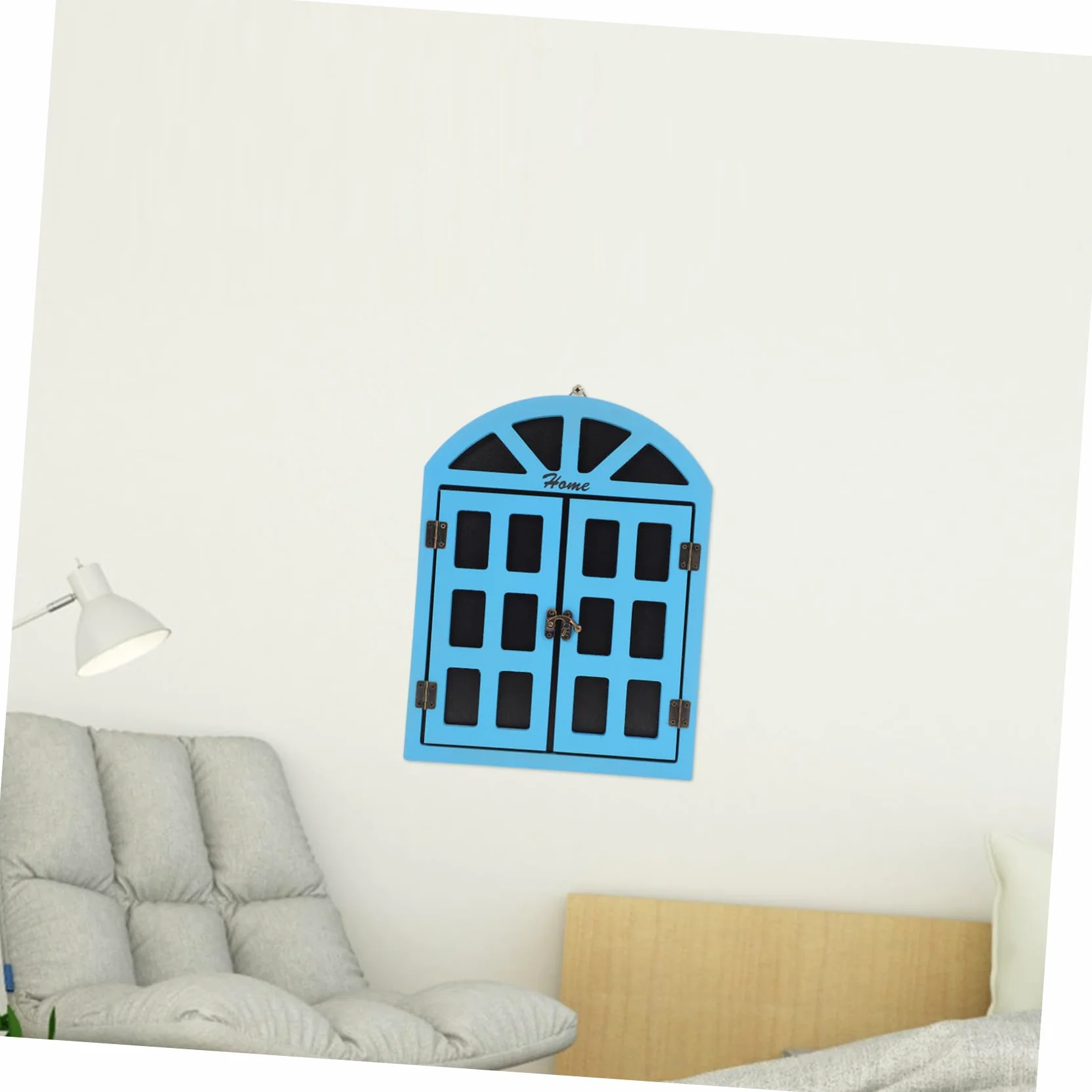 SHINEOFI Lavagna Nera Resistente e Facilmente Pulibile in Legno da Appendere a Parete come Decorazione Natalizia Design a Finestra Piccola Blu per Bar e Reception