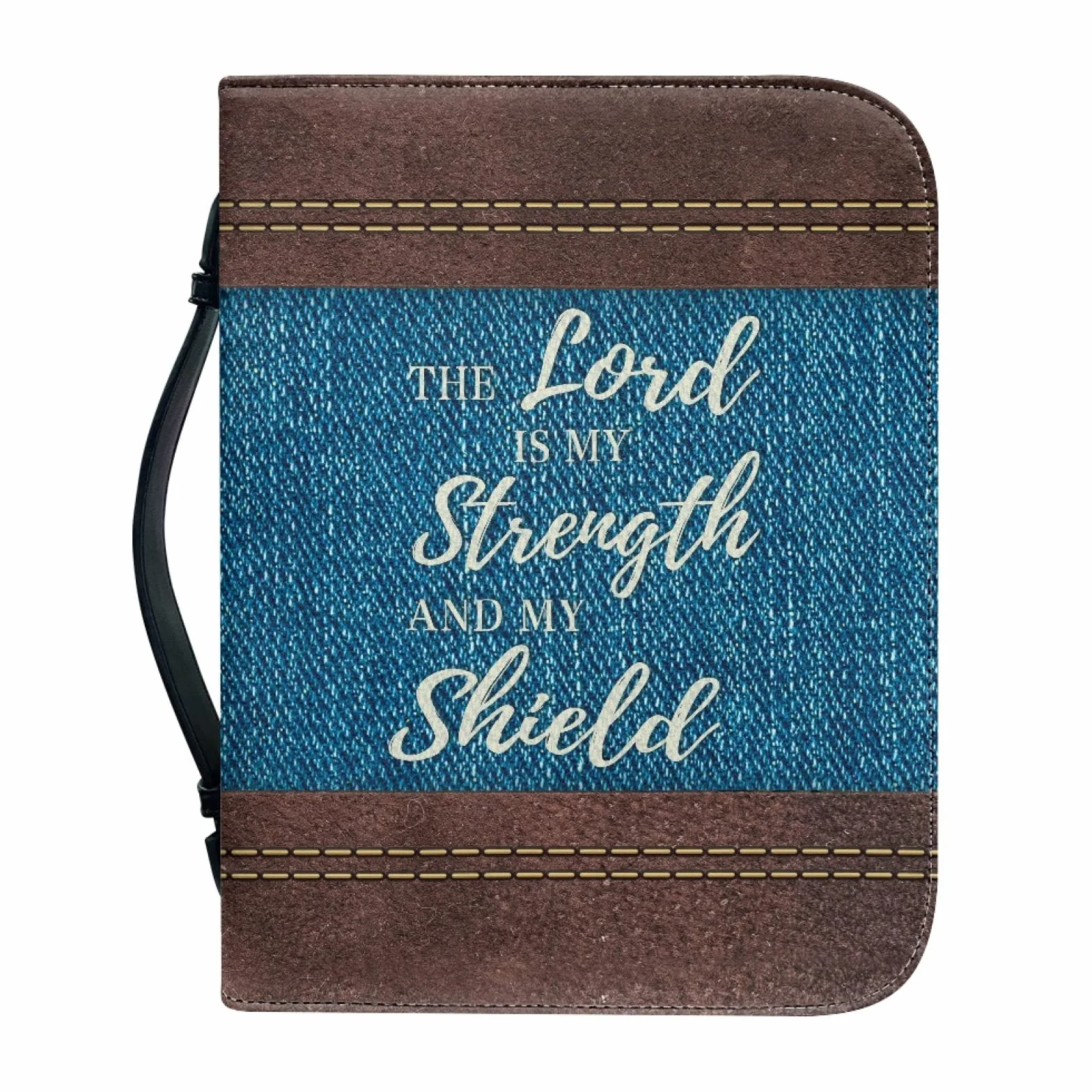 Custodia Bibbia in pelle grande con cerniera personalizzata borsa biblica donna Blu L