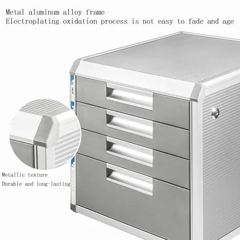 Cassettiera in metallo con serratura, armadietto per archiviazione, organizer da ufficio in lega di alluminio, scatola laterale durevole per un uso efficiente in ufficio