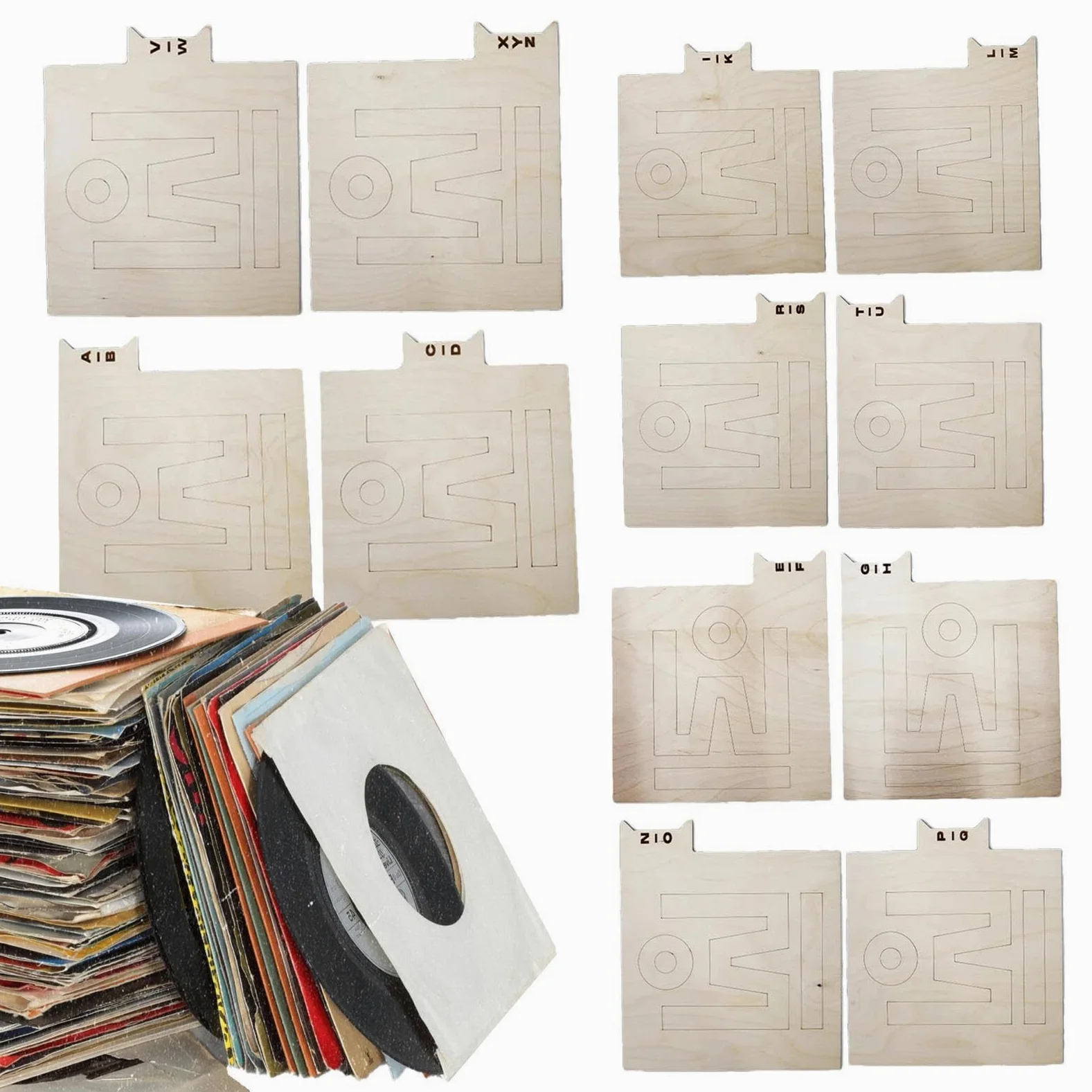 Divisori di registro: organizzatori di stoccaggio in legno con | allineamento su un lato da A a Z, Organizzatore, divisori indici da collezionisti | Separatore di archiviazione alfa