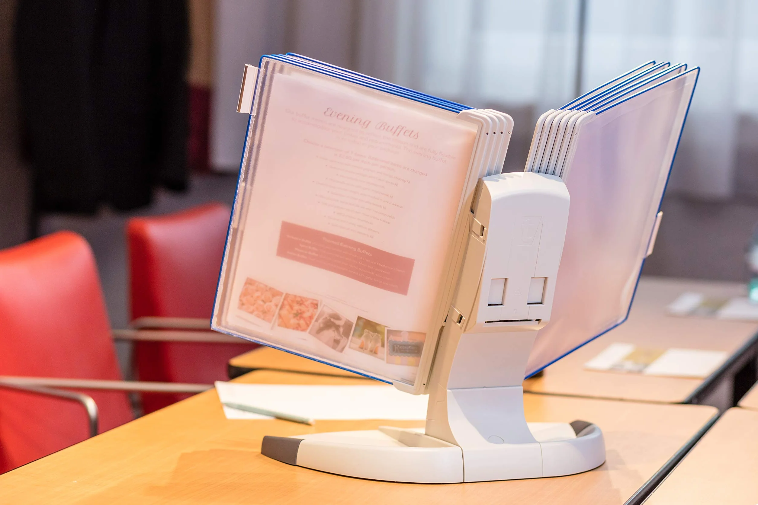 Leggio A4 da tavolo azzurro T-Office 10 buste
