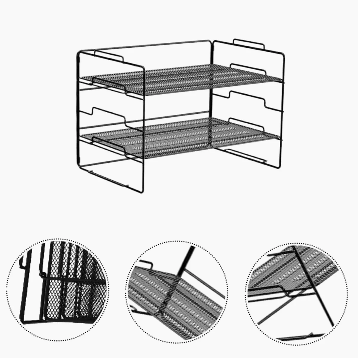 Organizer Documenti da Scrivania a 4 Livelli in Metallo Nero | Struttura Minimal Semplice e Stilosa, Uso in Ufficio per Ordinare e Catalogare Fogli