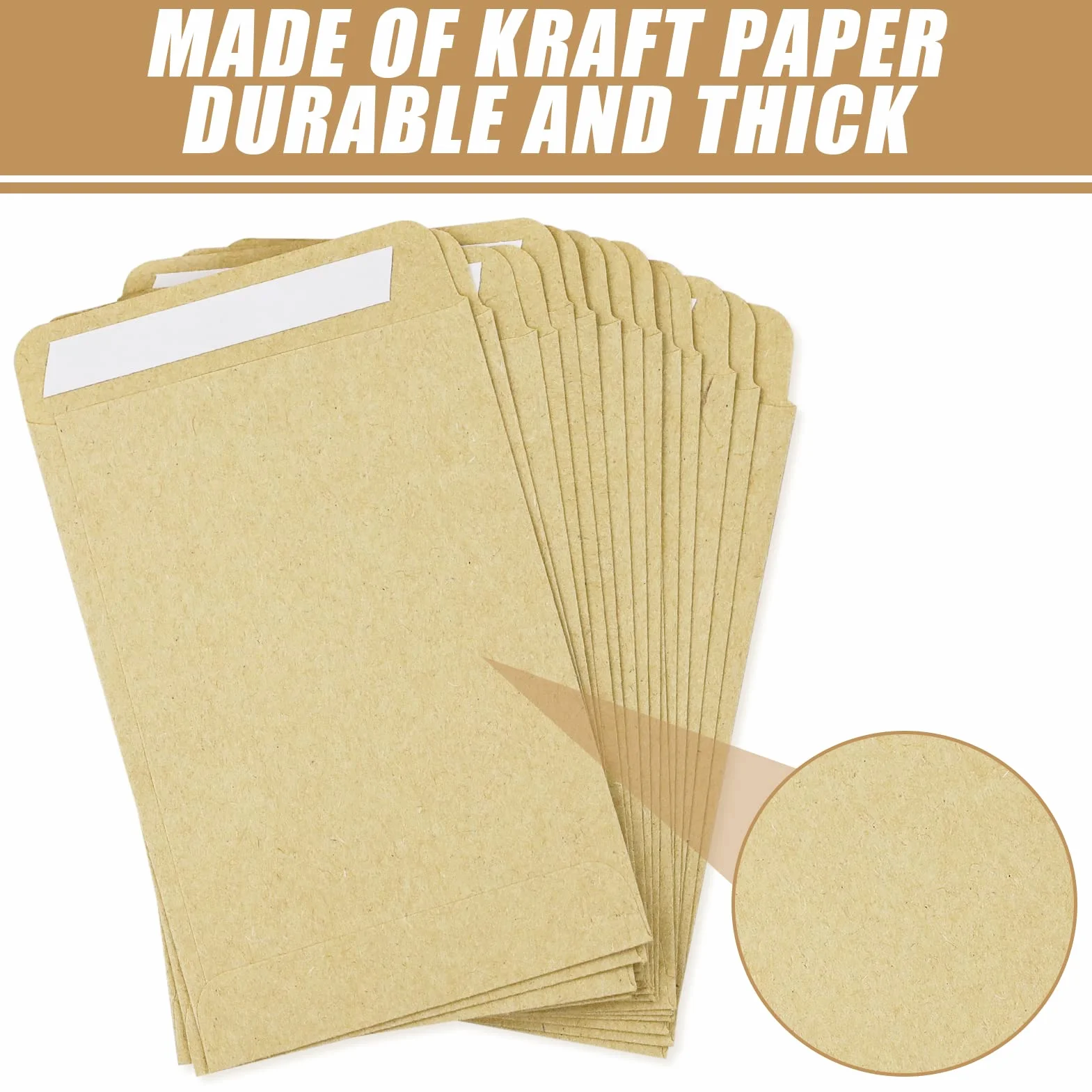 SZXMDKH Buste Piccole Sacchetto di Carta Autoadesiva 9 x 6 cm per Monete, Perline, Francobolli