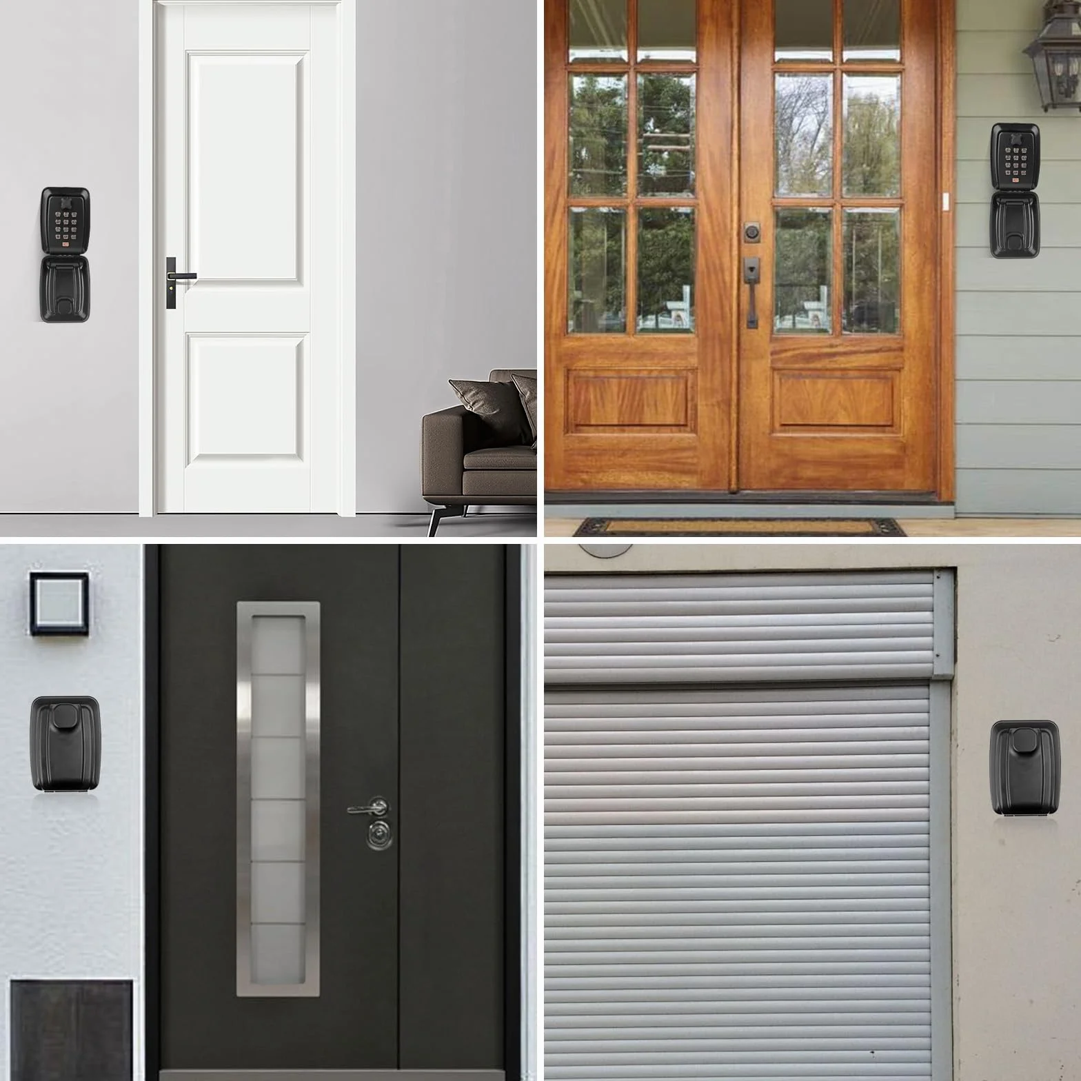 Cassetta Chiavi con Codice Impermeabile, Cassaforte per Chiavi con Codice 12 Cifre, Cassetta Portachiavi con Combinazione, Keybox da Esterno Password Ripristinabile per Casa, Garage(Nero)
