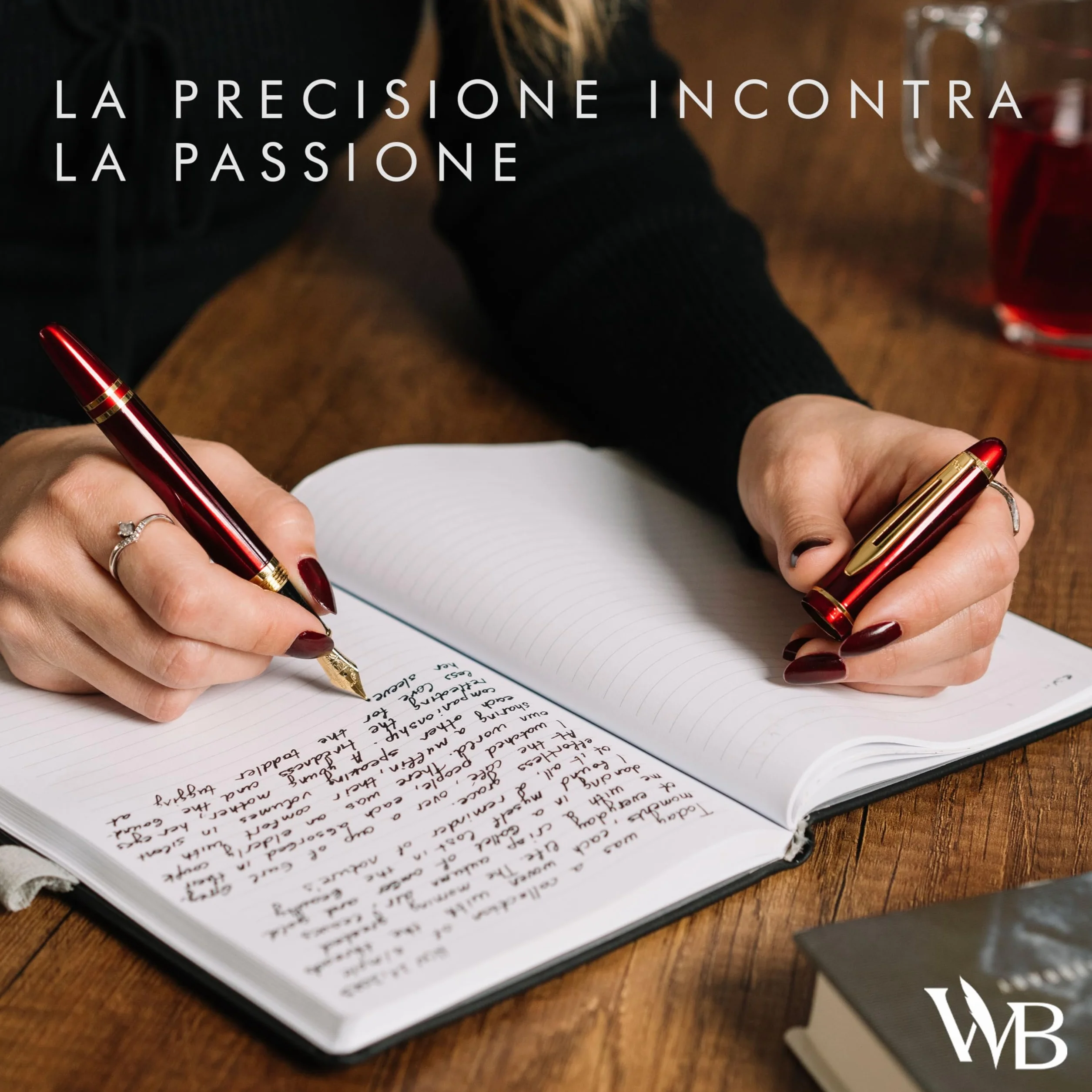 Wordsworth & Black Set di penne stilografiche Majesti [Oro Nero]; pennino medio, scatola regalo, 24 cartucce di inchiostro, convertitore di ricarica, manuale; agenda, set calligrafia