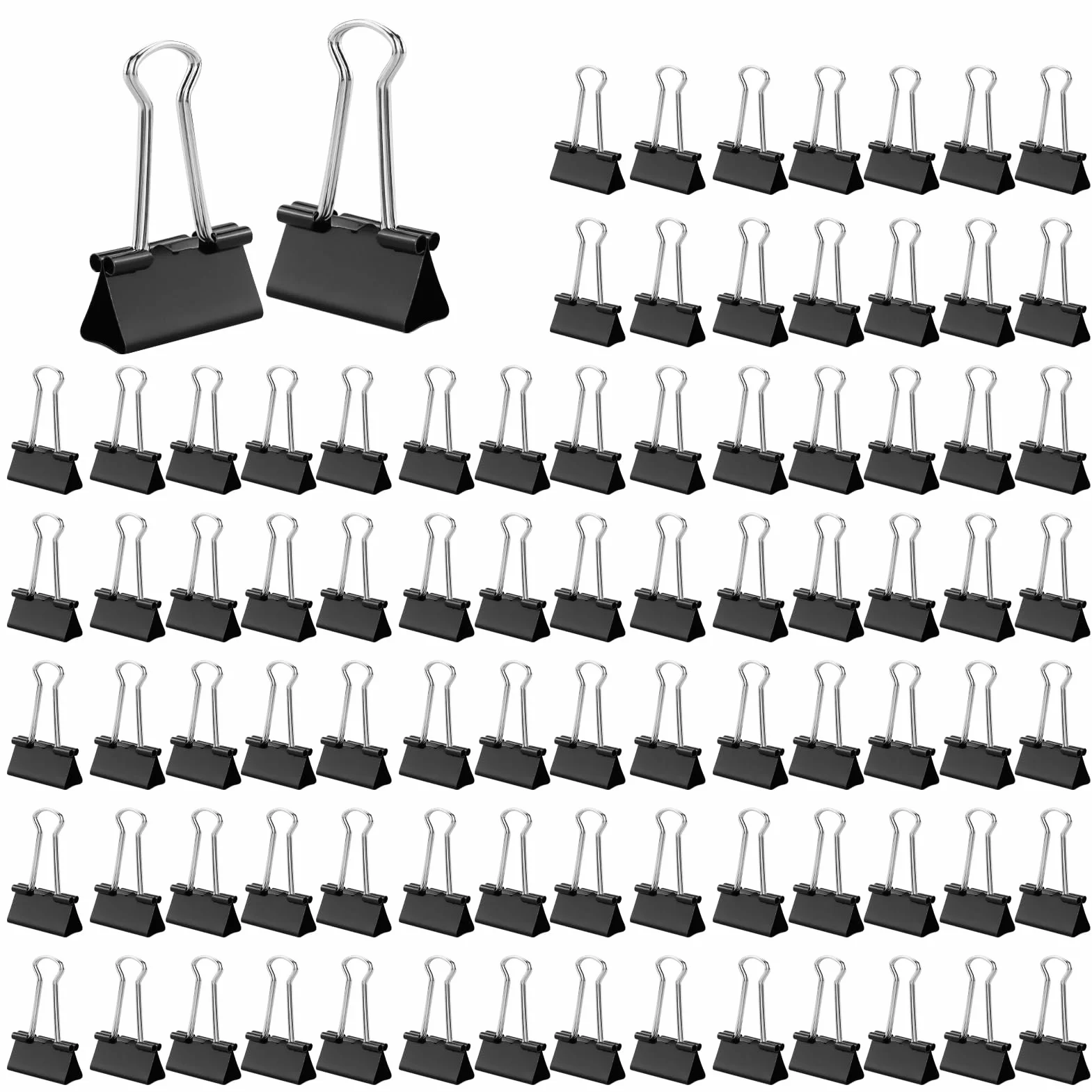 Mollette Pieghevoli Nere Set 115 – 15 mm, Metallo, Multiuso, Binder Clips per Ufficio Scuola Casa