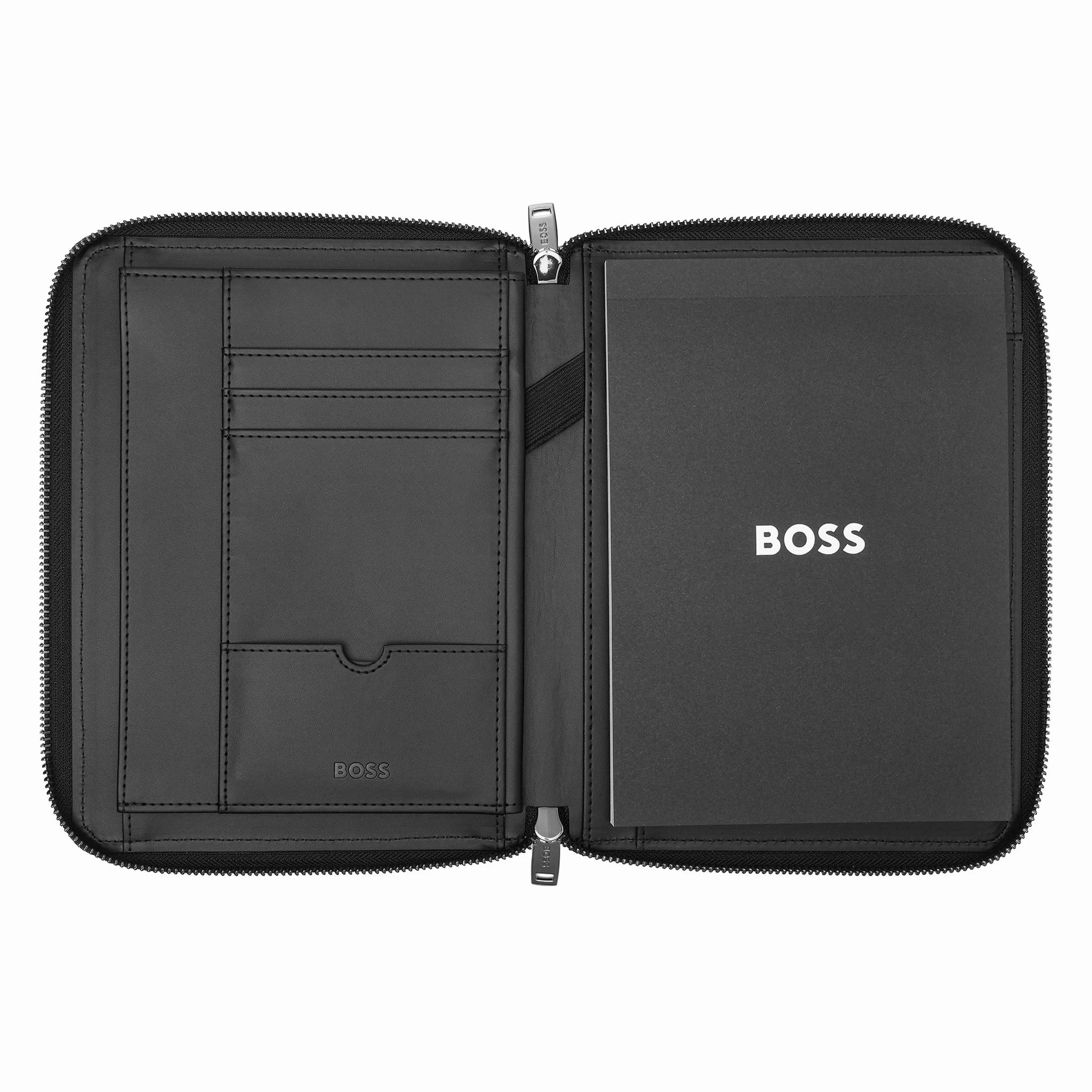 Hugo Boss Cartelletta A5 Pelle Monogram Zip Nero