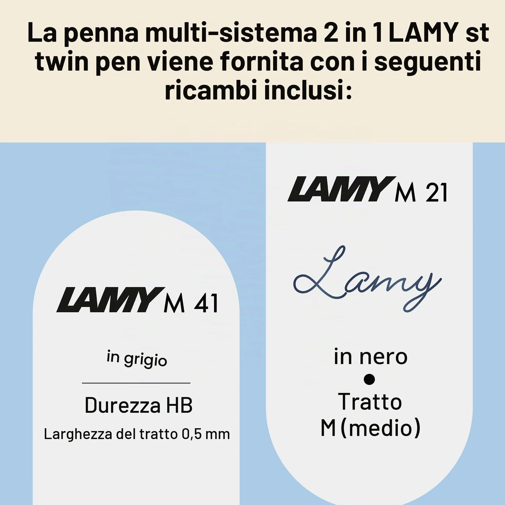 Lamy st matt twin pen in accaio inossidabile – sottile portamina e penna a sfera in un unico prodotto – ricarica per penna a sfera M 21 in nero e per portamina M 41 per linee sottili (0,5 mm) in HB