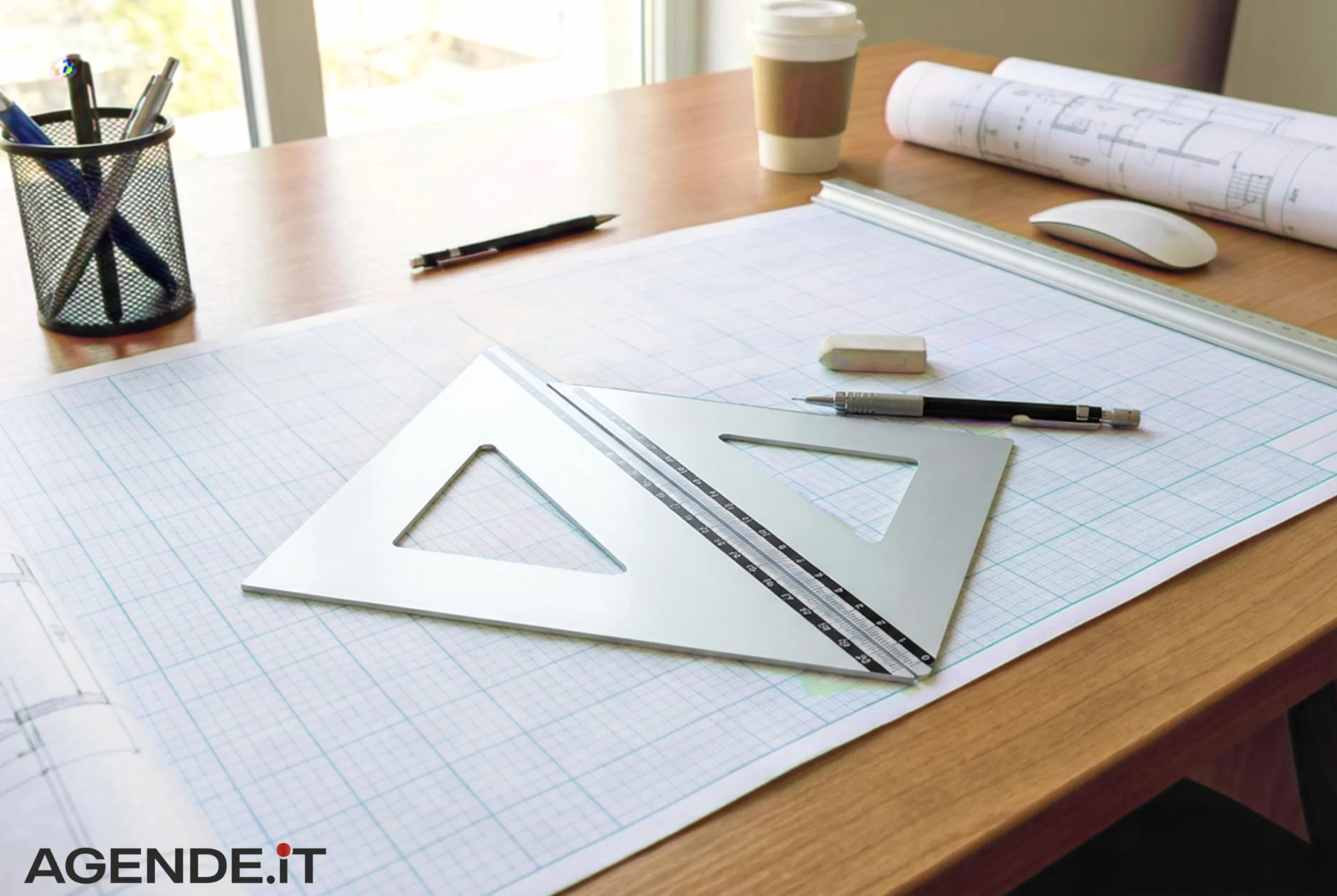 Squadrette Professionali in Alluminio 31cm Coppia 60° 45° Disegno