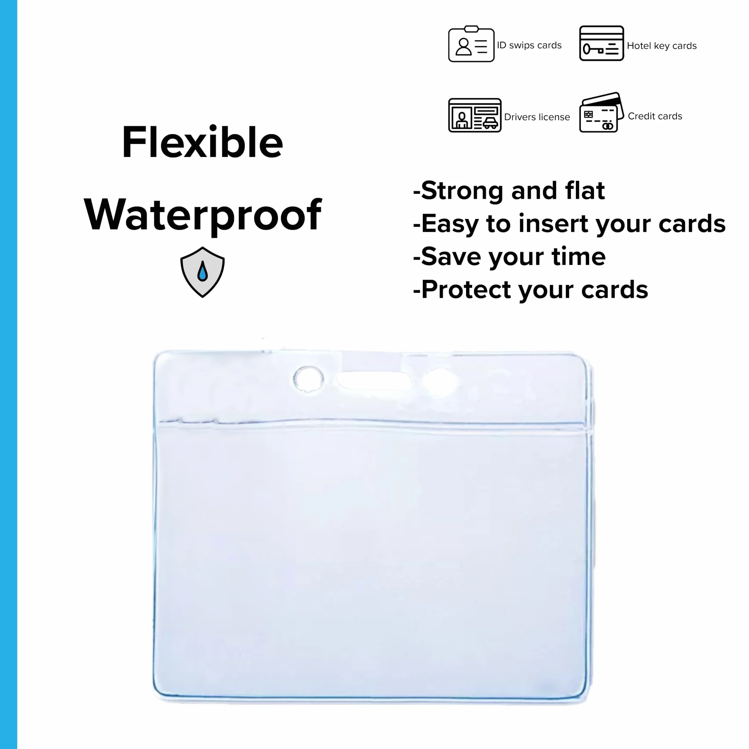 Set 50 portabadge morbidi trasparenti A6 105x150 mm per carte pass documenti