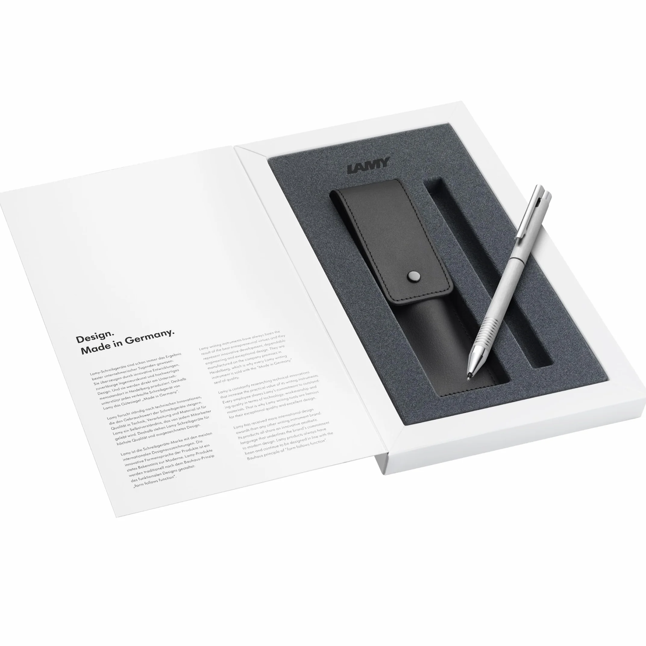 Lamy Logo Twin, penna multifunzione con custodia in pelle, set portamine e penna a sfera in uno, con mina M 21, colore nero e mina fine M 41 (0,5 mm)