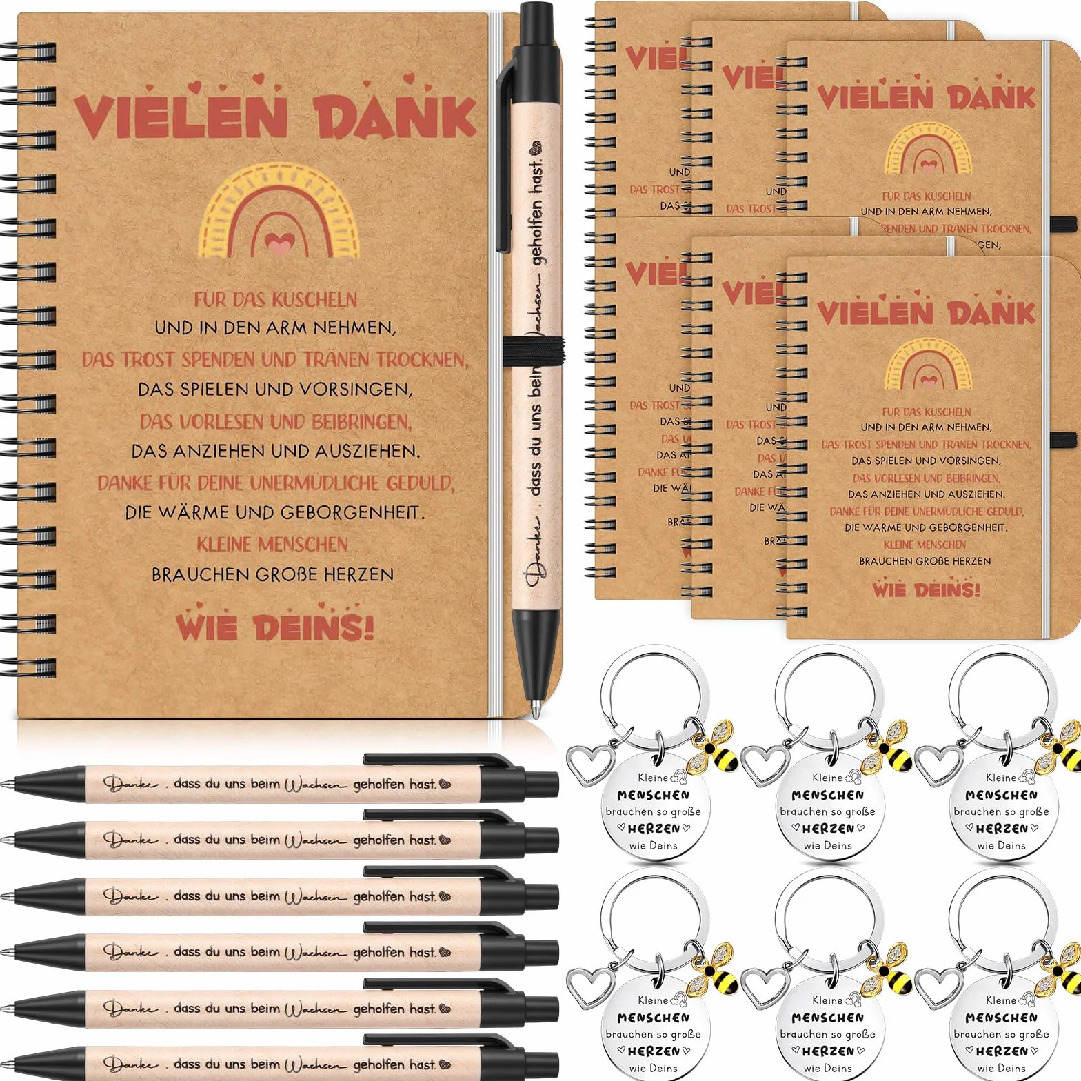 Sinmoe 6 Set Regalo Insegnanti Educatori Quaderno Penna Portachiavi Asilo Nido Scuola Materna Elementare