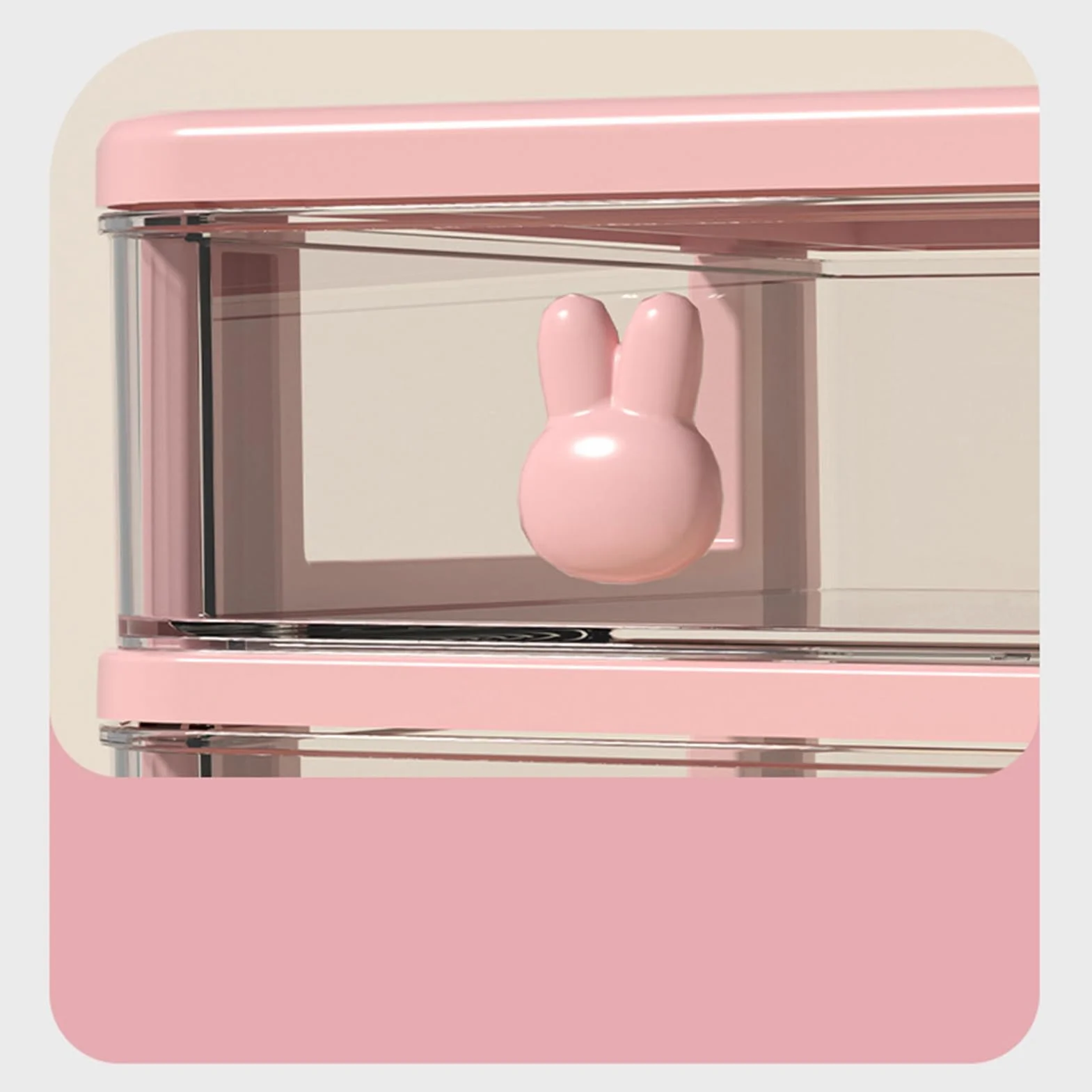 Scatola Portaoggetti da Scrivania in Plastica Trasparente 5 Tier Rosa Organizzatore per Trucchi Cassetti Piccoli Grande Capacità