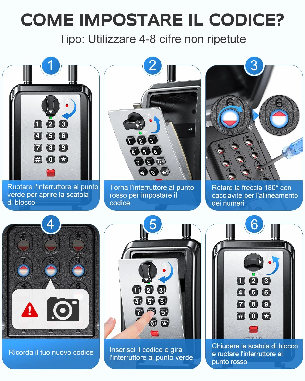 Mohard Cassetta Chiavi Codice con Gancio, Key Box 12 Cifre Combinazione, Locker Chiavi Password Ripristinabile, Resistente Cassetta Sicurezza Portachiavi DIY Cassaforte per Casa/Ufficio/Garage
