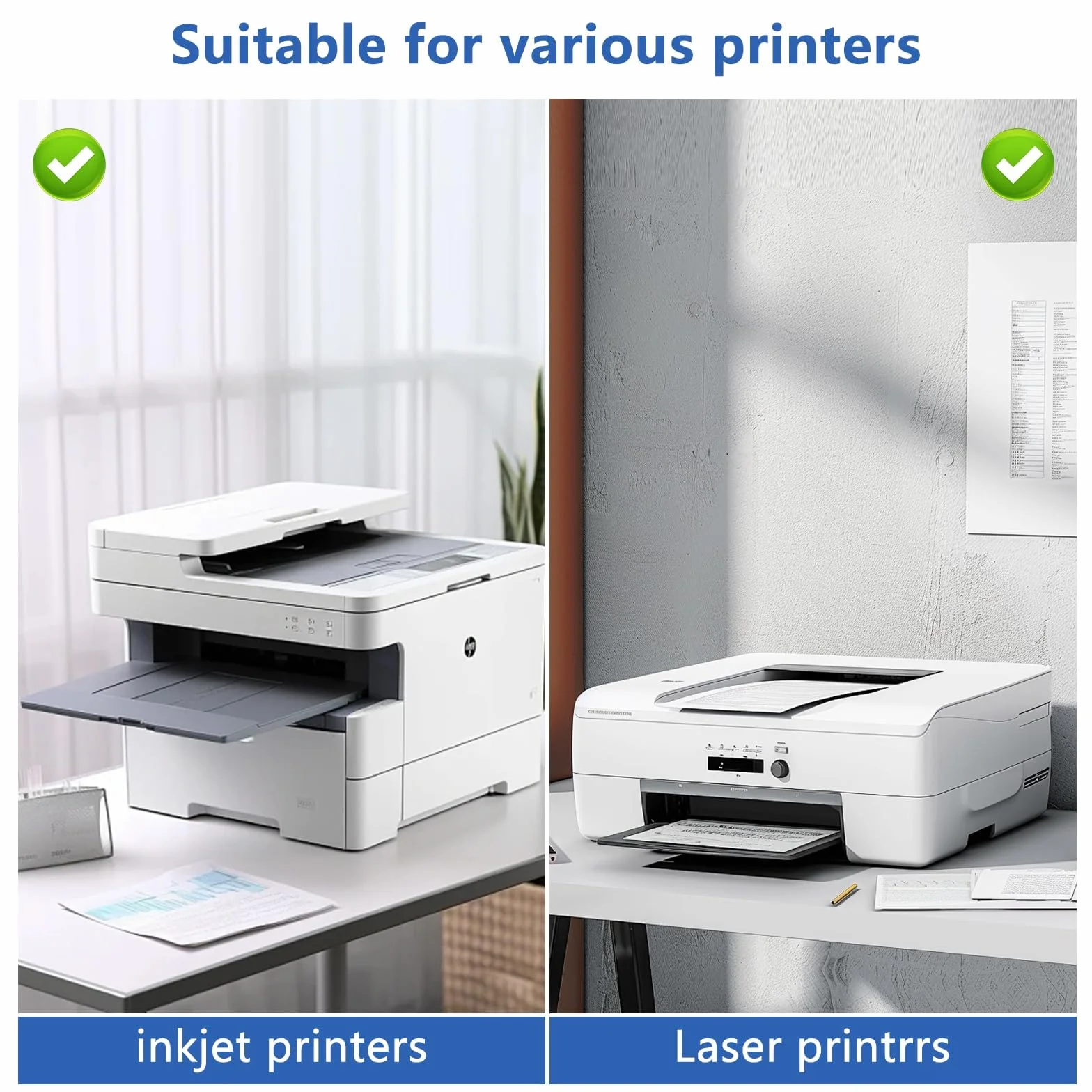 Carta Adesiva Stampabile Trasparente 30 Fogli A4 21x29,7 cm per Stampante Laser e Getto d'Inchiostro