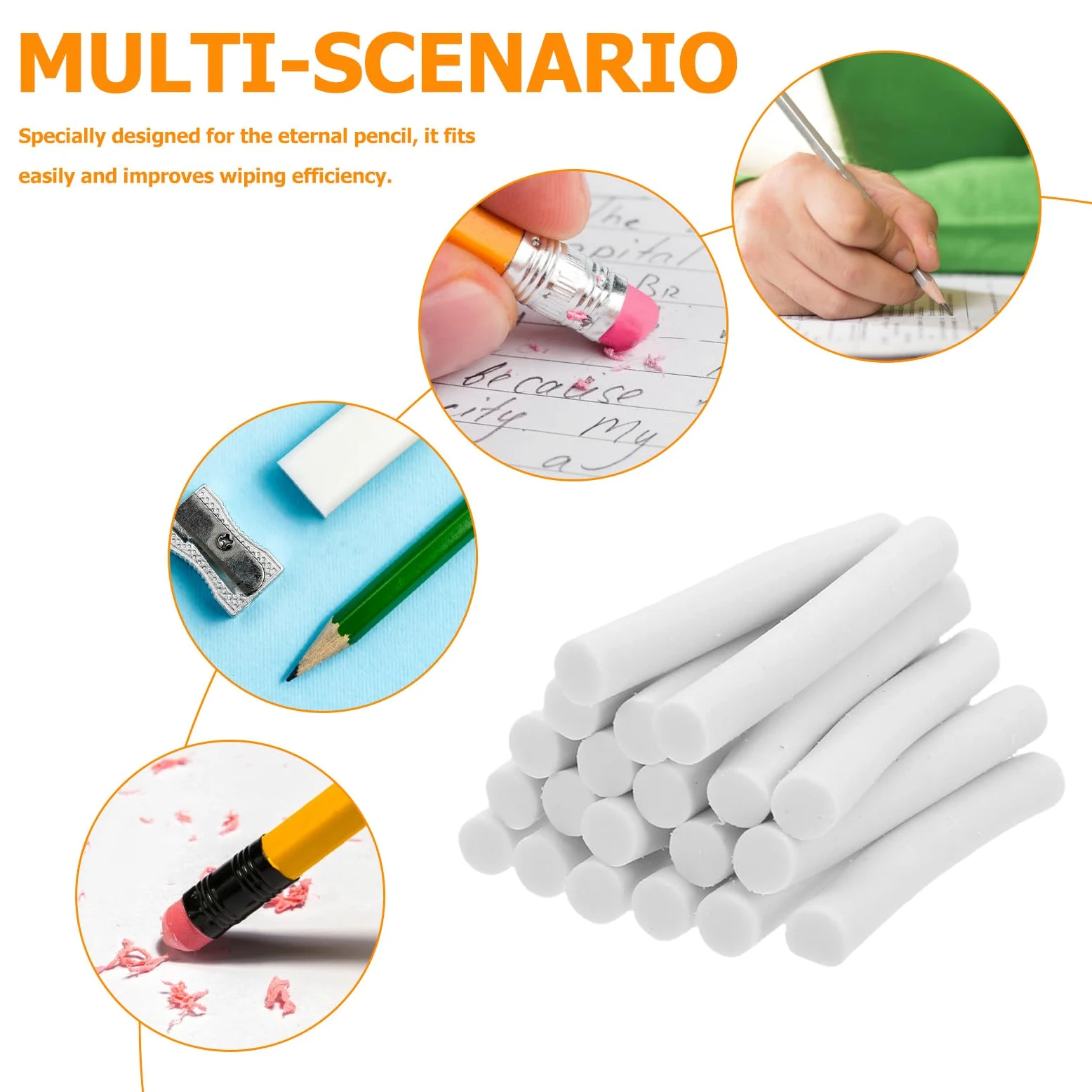 Angoily Ricariche per gomma da cancellare artistica da 200 pezzi: matite meccaniche a striscia lunga, gomme bianche all'ingrosso - Forniture per schizzi e disegno per artisti, studenti e
