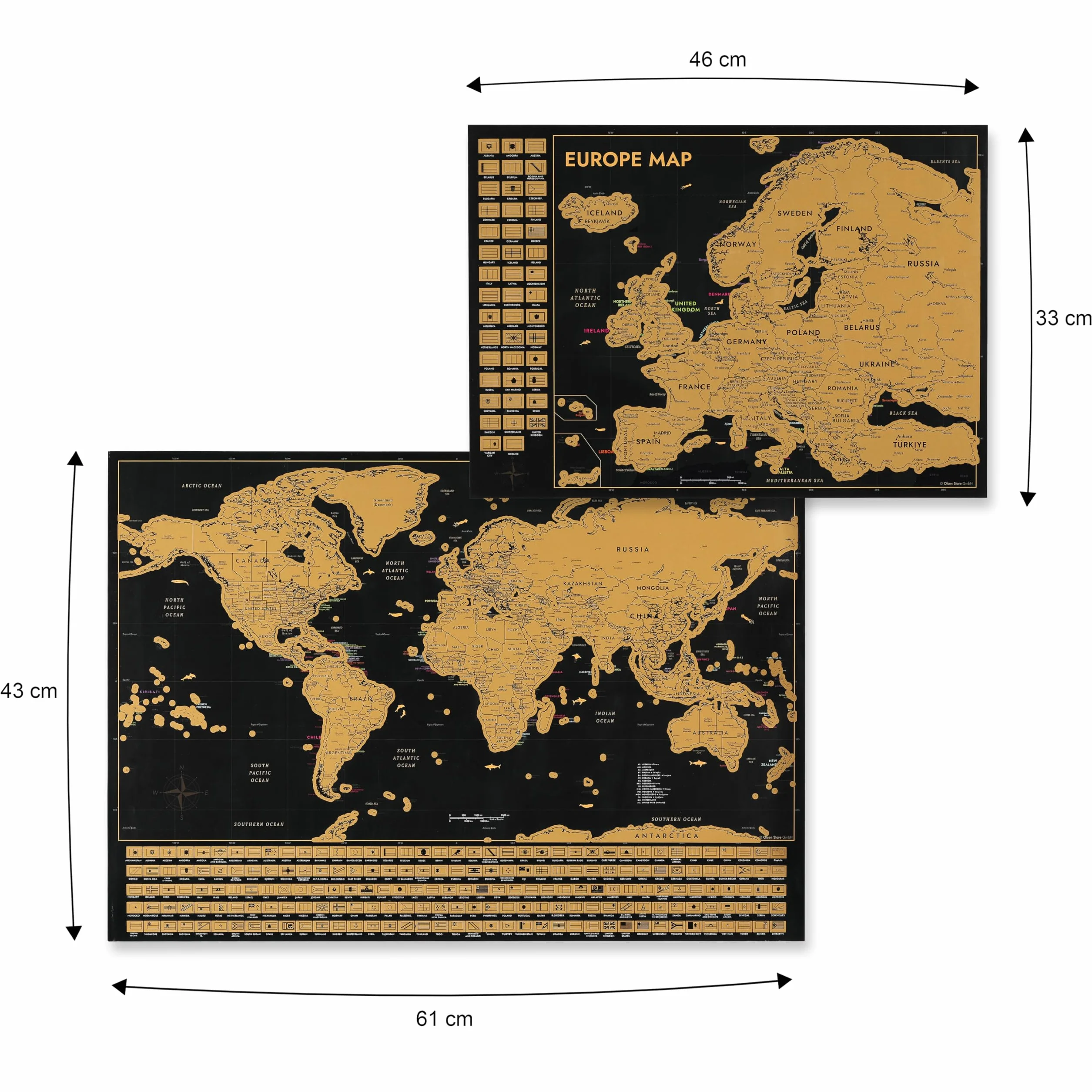 Mappa del mondo da grattare 61 x 43 cm poster da parete regalo per viaggiatori