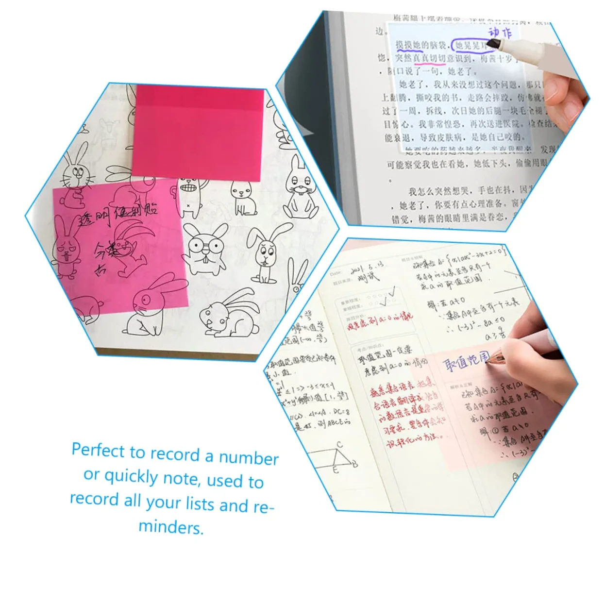 NUOBESTY 24pezzi Foglietti Adesivi Colorati Trasparenti Da Note Adesive Pratiche Per Scuola e Ufficio Utilizzabili Su Superfici Varie Come Muri e Computer Per Archiviazione e Studio