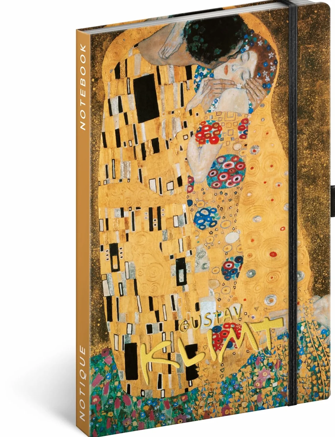 NOTIQUE Taccuino A5 13x21 cm con pagine a righe e elastico, copertina rigida design Gustav Klimt
