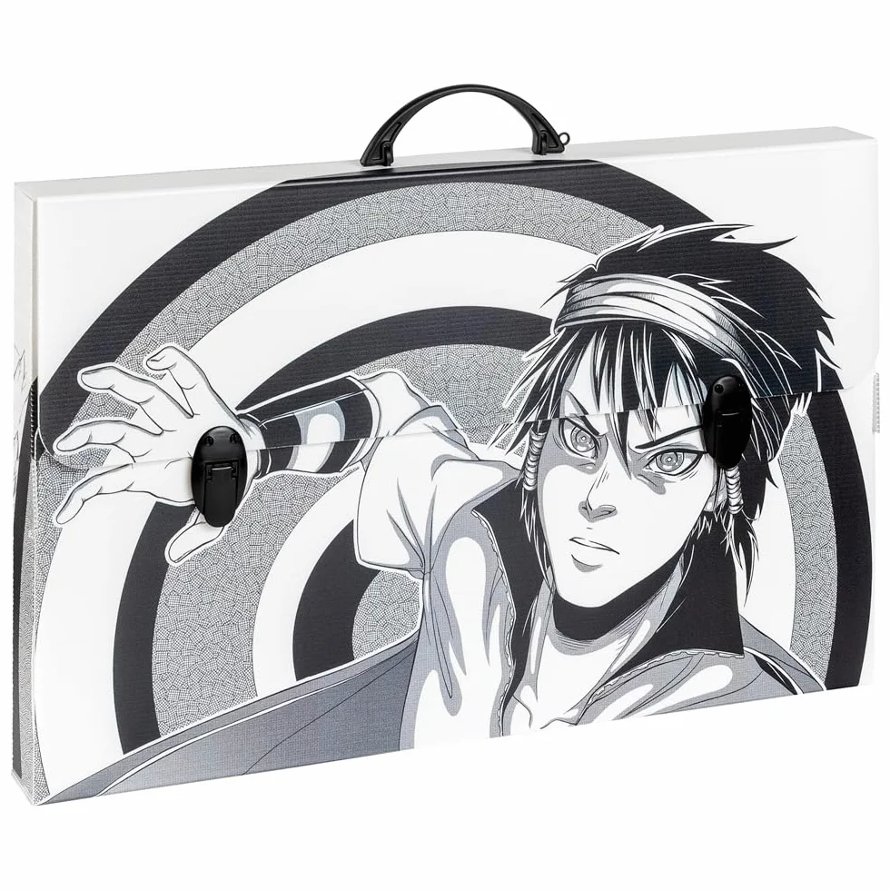 Favorit Valigetta in Polipropilene Alveolare MANGA Black Man 56,5x36,5 cm Dorso 5 cm 2 Chiusure
