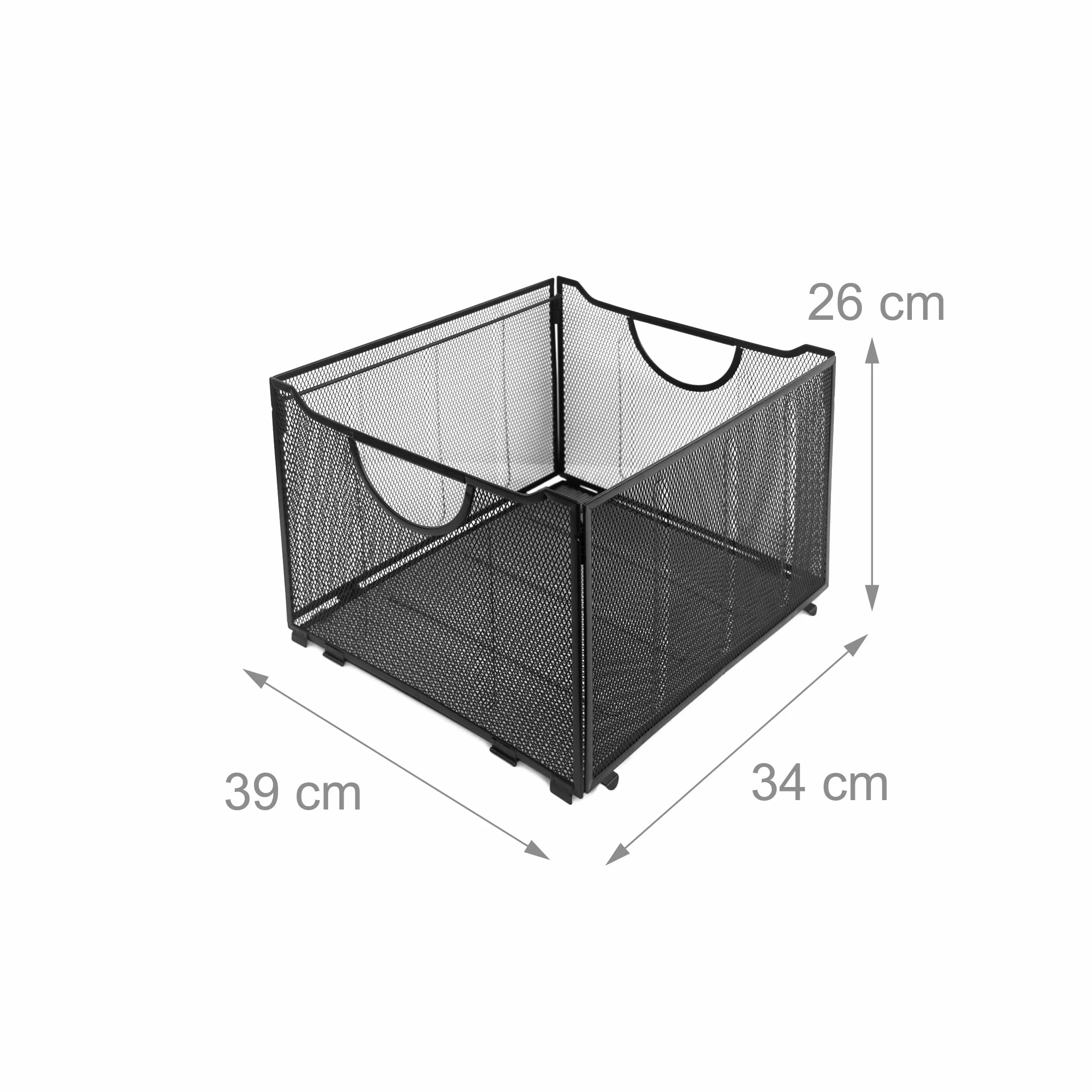 Relaxdays Scatola Portadocumenti per cartelle sospese, AxLxP: 26 x 39 x 34 cm, con Manici, Acciaio, impilabile, Nera