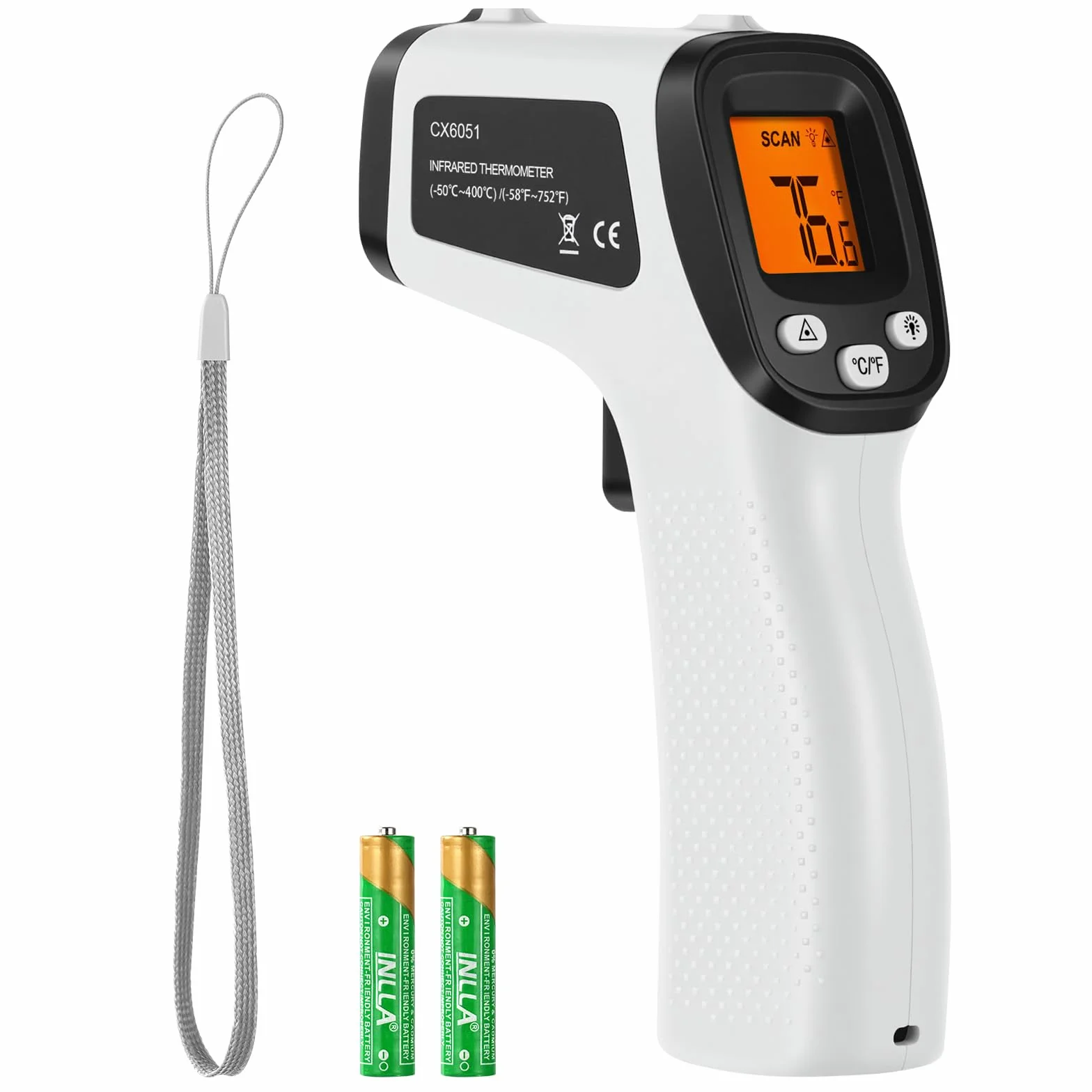 Termometro Infrarossi -50°C ~ 550°C Digitale Laser Senza Contatto Emissività Regolabile