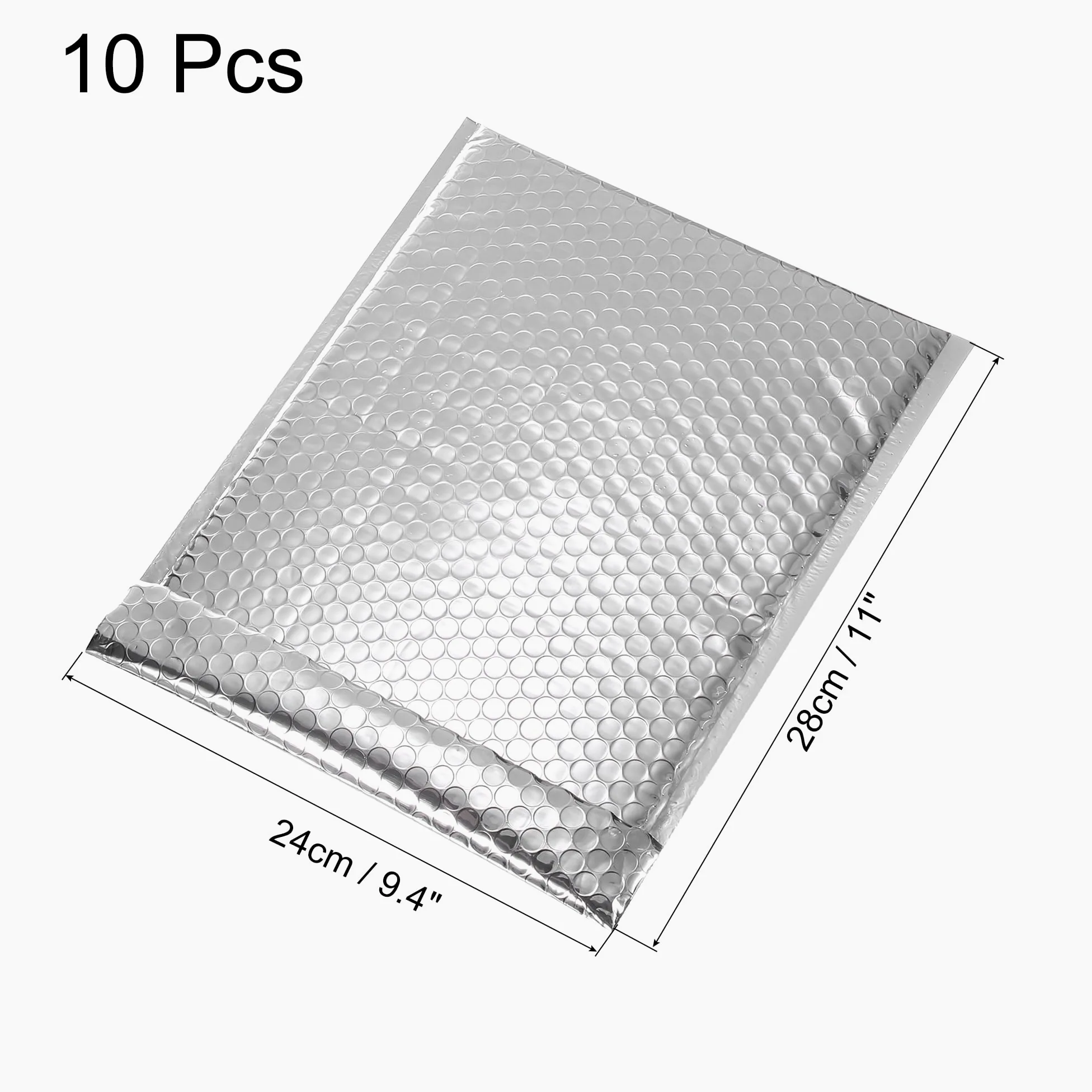 QUARKZMAN Busta Termica a Bolle, 11 × 9,4 Pollici Argento Autoadesiva Buste Termiche a Bolle Fresche Buste Postali Alluminio per Libri Cibo Cosmetici, Confezione da 10