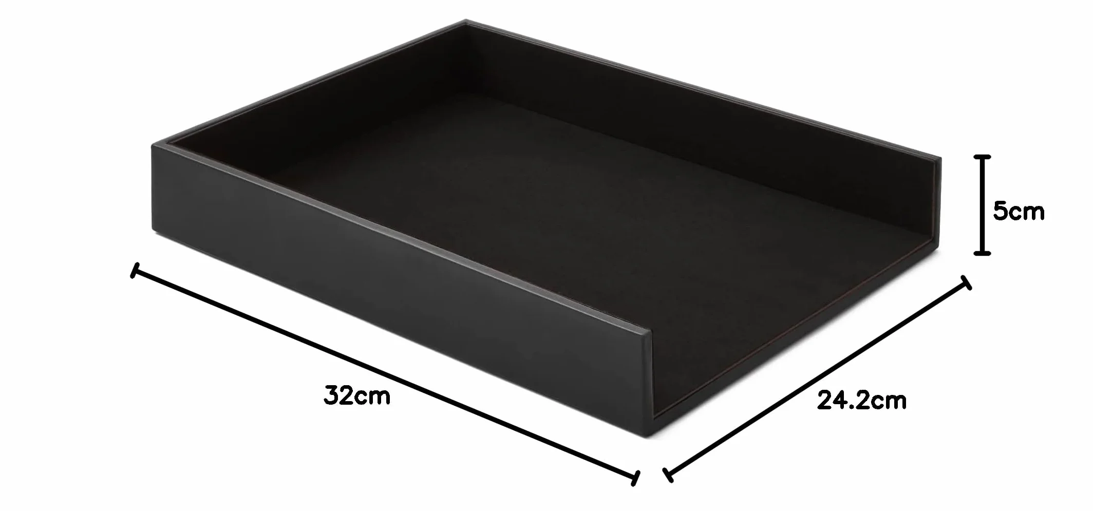 Eglooh - Minerva - Porta Documenti Ufficio Scrivania in Cuoio Nero - Vaschetta Portadocumenti Formato A4, Portalettere - cm 32 x 24,2 x H.5 - Interamente Made in Italy