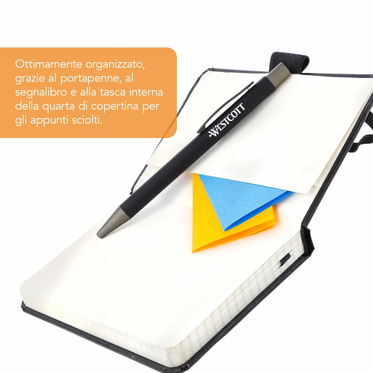 Westcott Taccuino A6 Quadrato Copertina Rigida 192 Pagine Carta FSC 80 g/m²