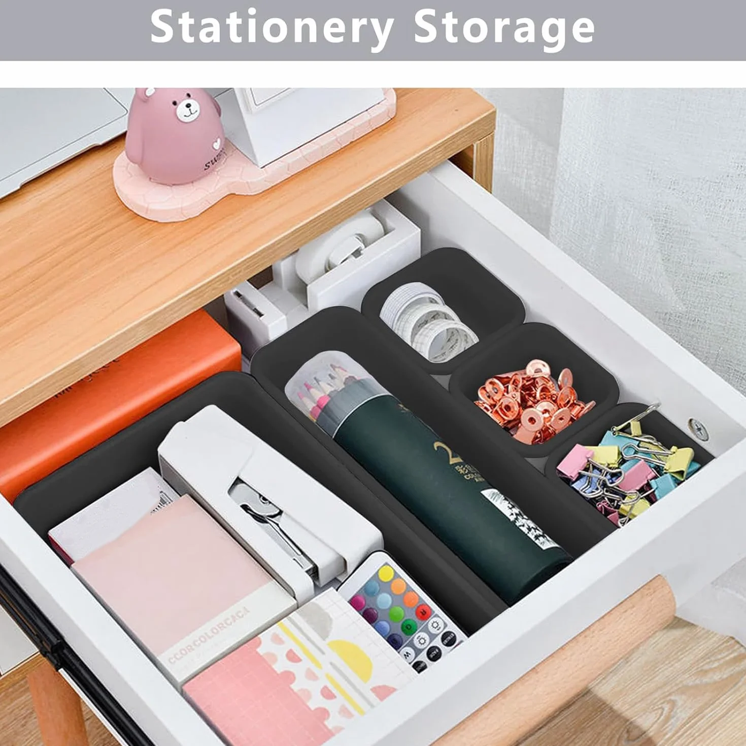 Organizer Cassetti Bagno 8 Pezzi, Divisori Contenitori in Plastica per Trucchi Stoviglie Cancelleria