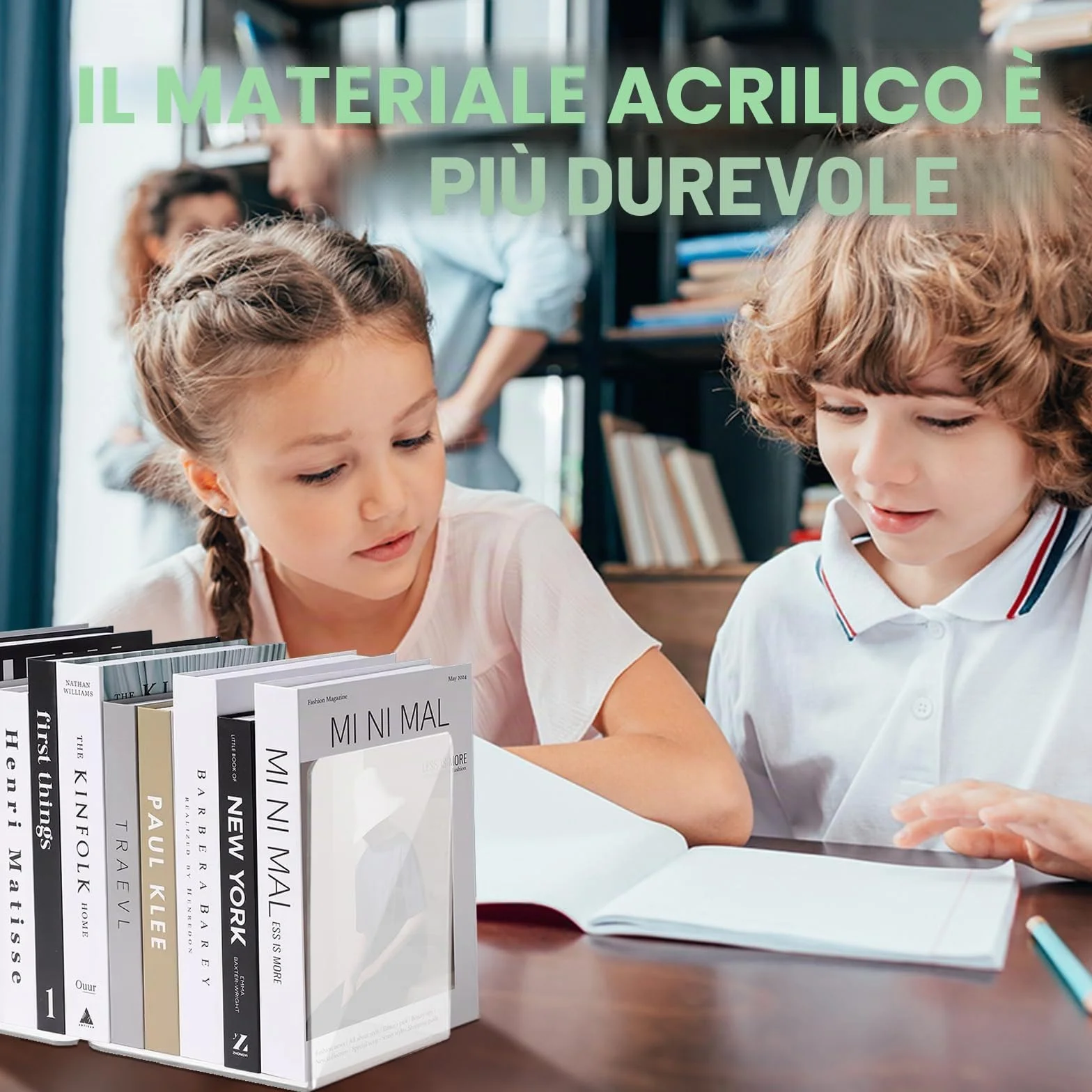 Fermalibri in Metallo 10 Pezzi + 50 Adesivi Antiscivolo per Casa Biblioteca