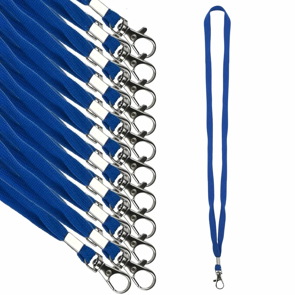 Cordino da Collo per Badge Blu 100 pezzi Laccio con Clip Lunghezza Personalizzata