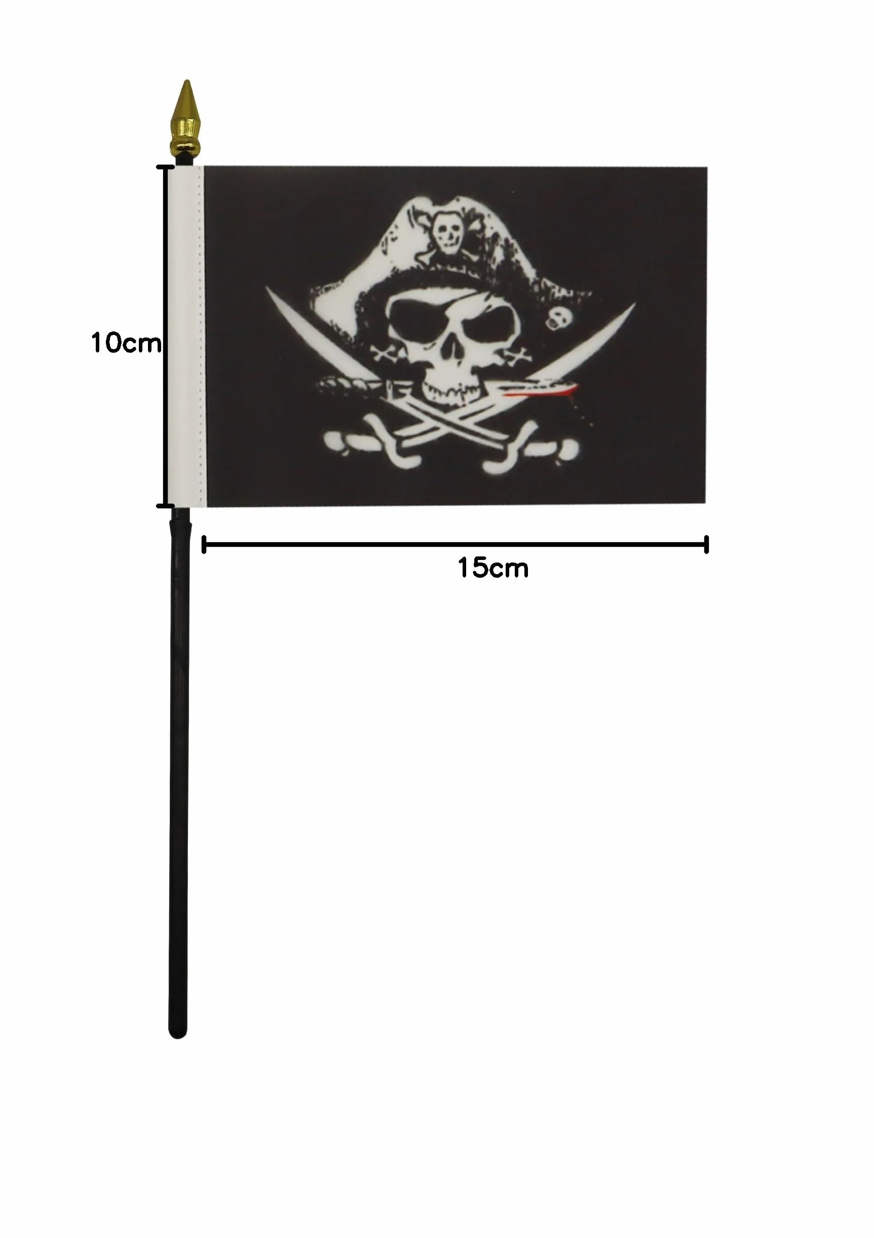 AZ FLAG Bandiera da Tavolo Pirata 15x10cm Punta Dorata Teschio