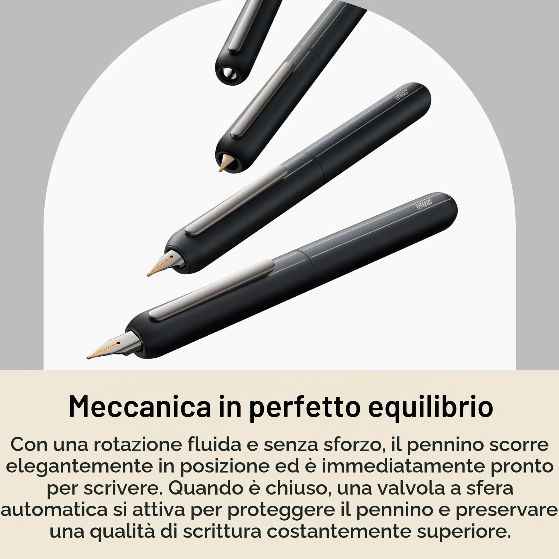Lamy dialog black –penna stilografica senza capp. con meccanismo a rotazione –pennino in oro 14 ct, parz. platinato e di misura F –incl. cartuccia d'inchiostro T 10 blu e conv. Z 27 –per destrimani