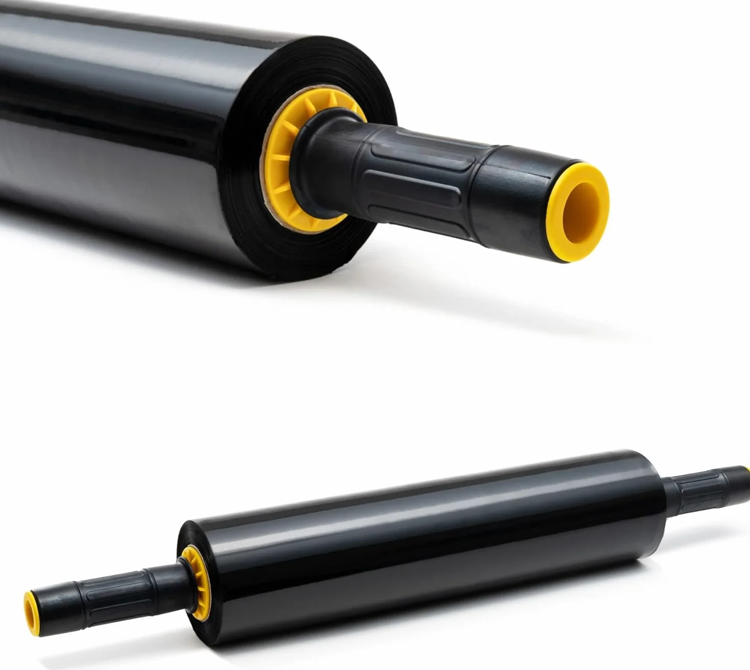 RAGO® Film estensibile imballaggio 2 pezzi 9,5 × 9,5 × 40 cm 300m Pellicola imballaggio trasloco nero Plastica per imballaggio Industriale e per Pallettizzazione 300 m