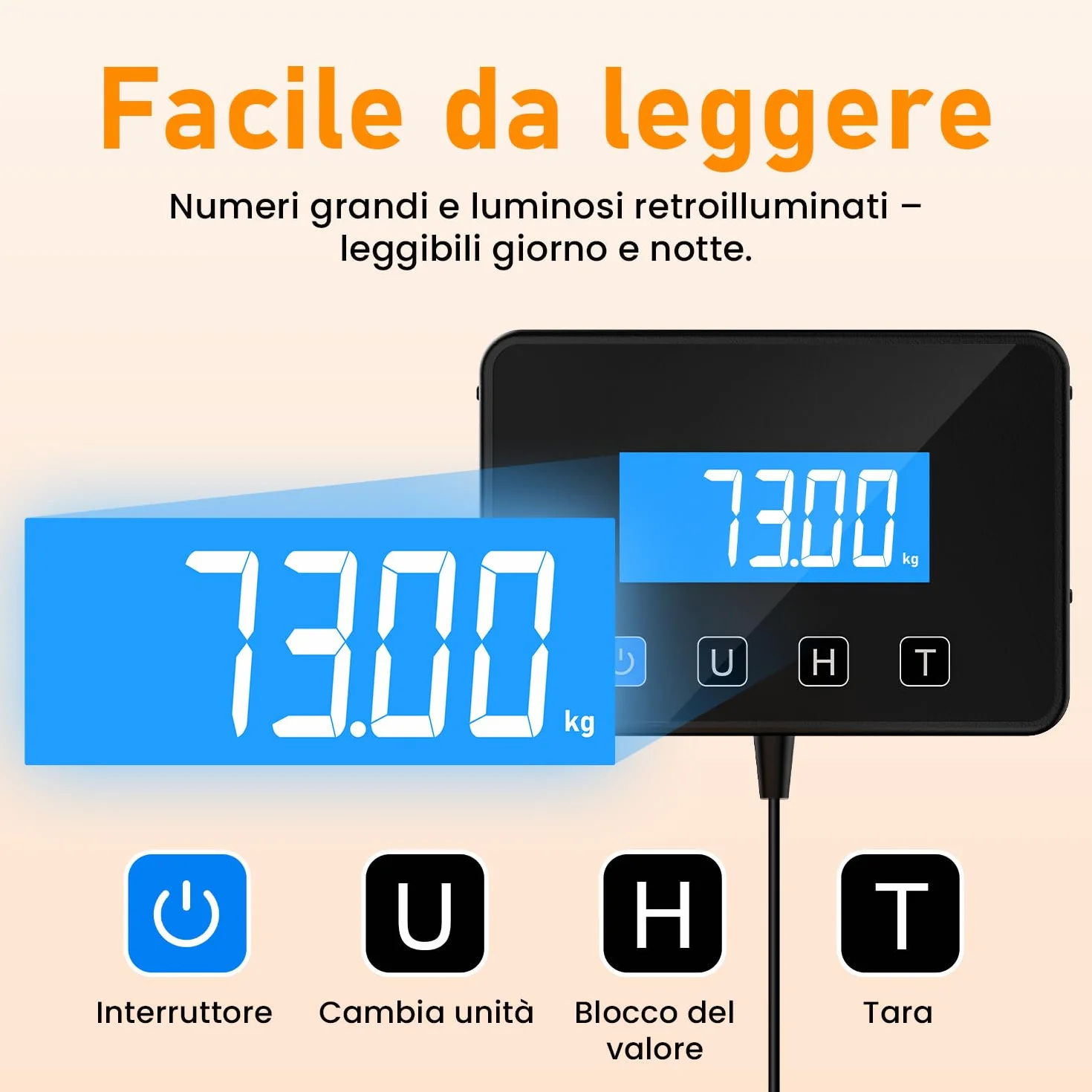 Bilancia Pesa Pacchi Digitale 200kg Professionale con Display LCD da Parete