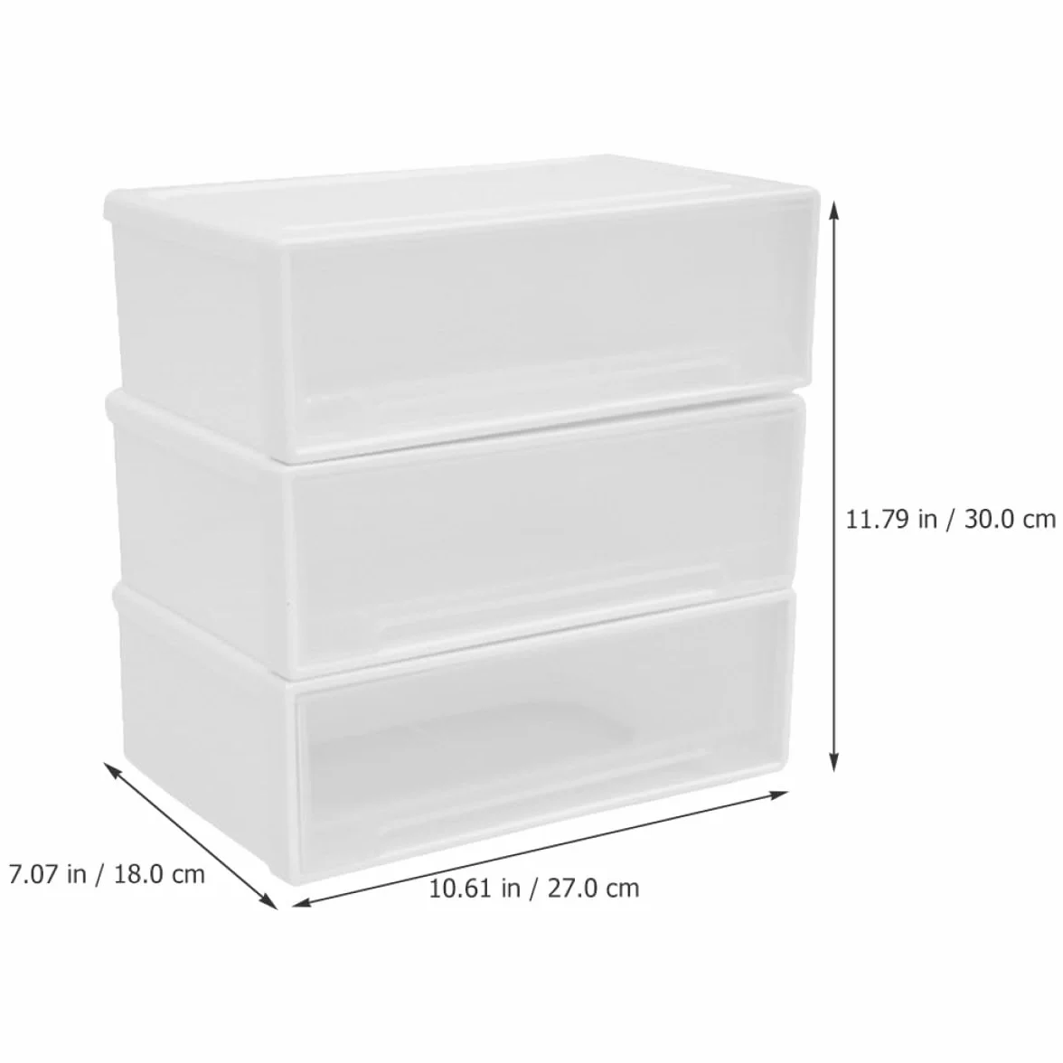 WOONEKY Organizer Cassetti per Trucco e Portaoggetti da Scrivania, Scatola di Immagazzinaggio Bianca in Plastica Resistente, Organizzatore per Cassetti Dell'armadio per Ufficio e Casa,