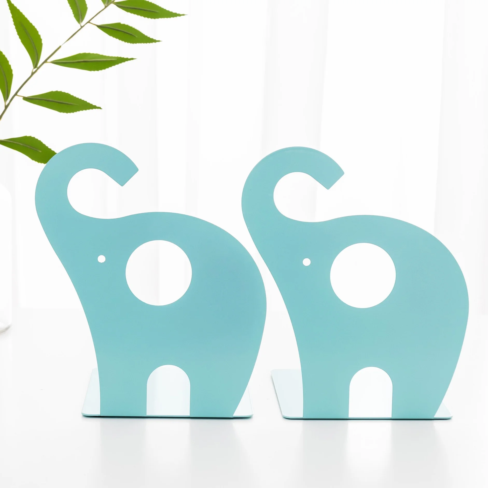 Fermalibri per Bambini Elefante Creativo Libri in Ferro 19x12 cm Azzurro