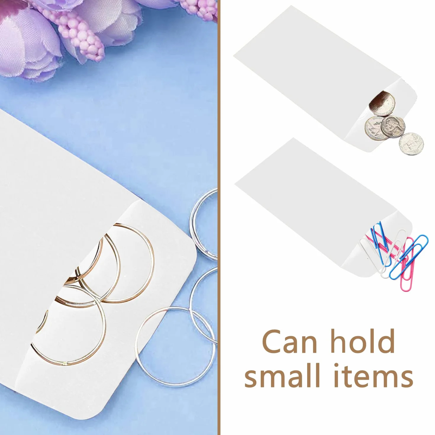 Buste Bianche Piccole in Carta Kraft 10x6 cm, per Semi, Monete, Perline - REEKNOKOL