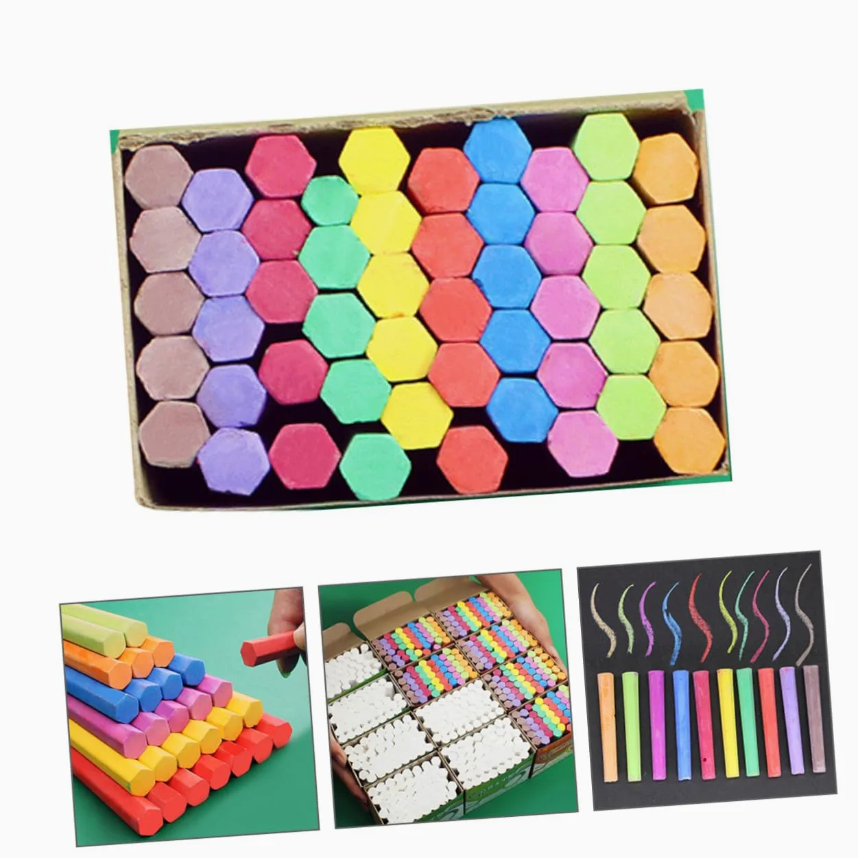 NUOBESTY Gessetti per Lavagna senza Polvere Colorati per Scuola e Casa 3 Confezioni