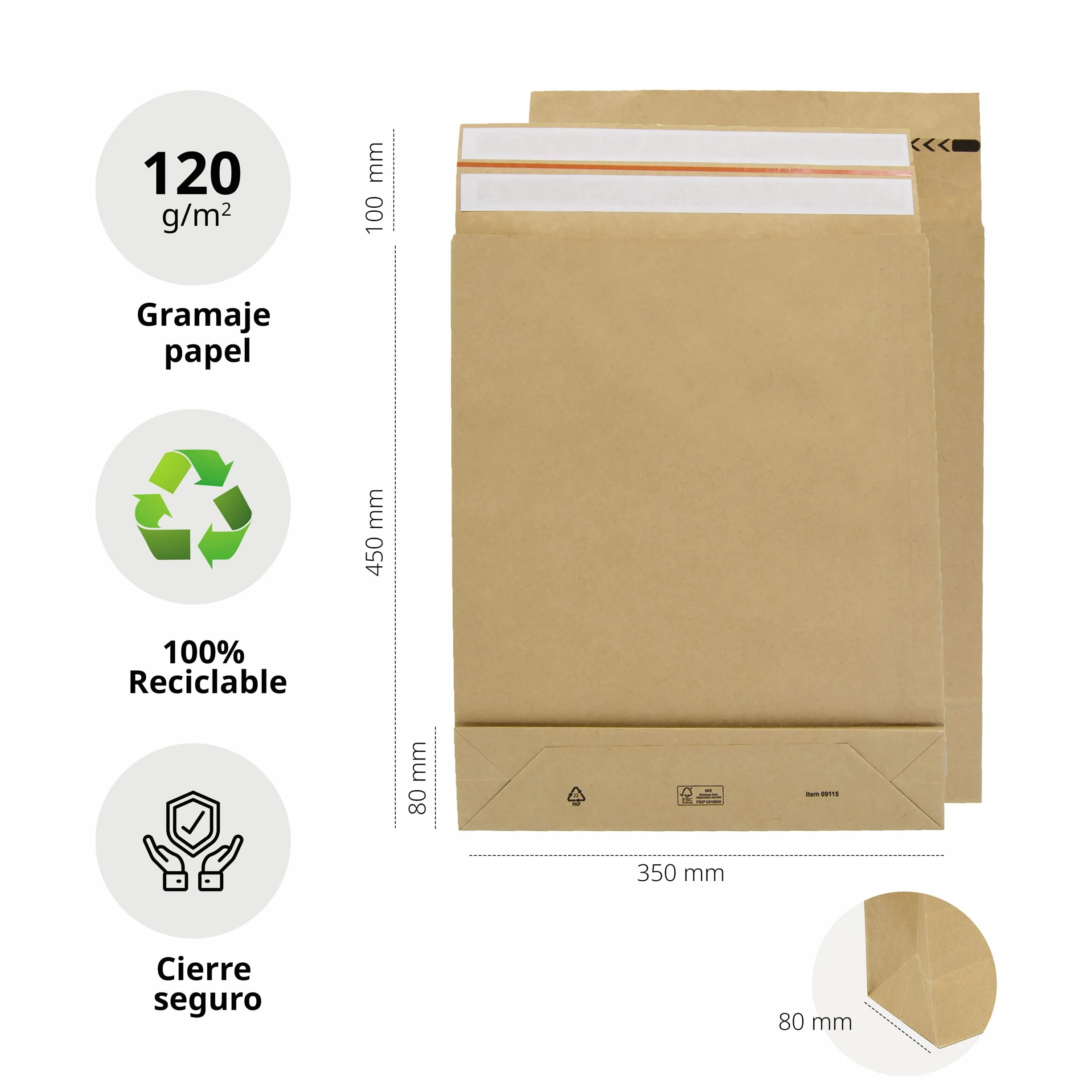 Buste in carta kraft con doppia striscia in silicone da 3 tasselli per spedizione e imballaggio. Sacchetti di carta per inviare vestiti, accessori, decorazioni o regali - Ofituria